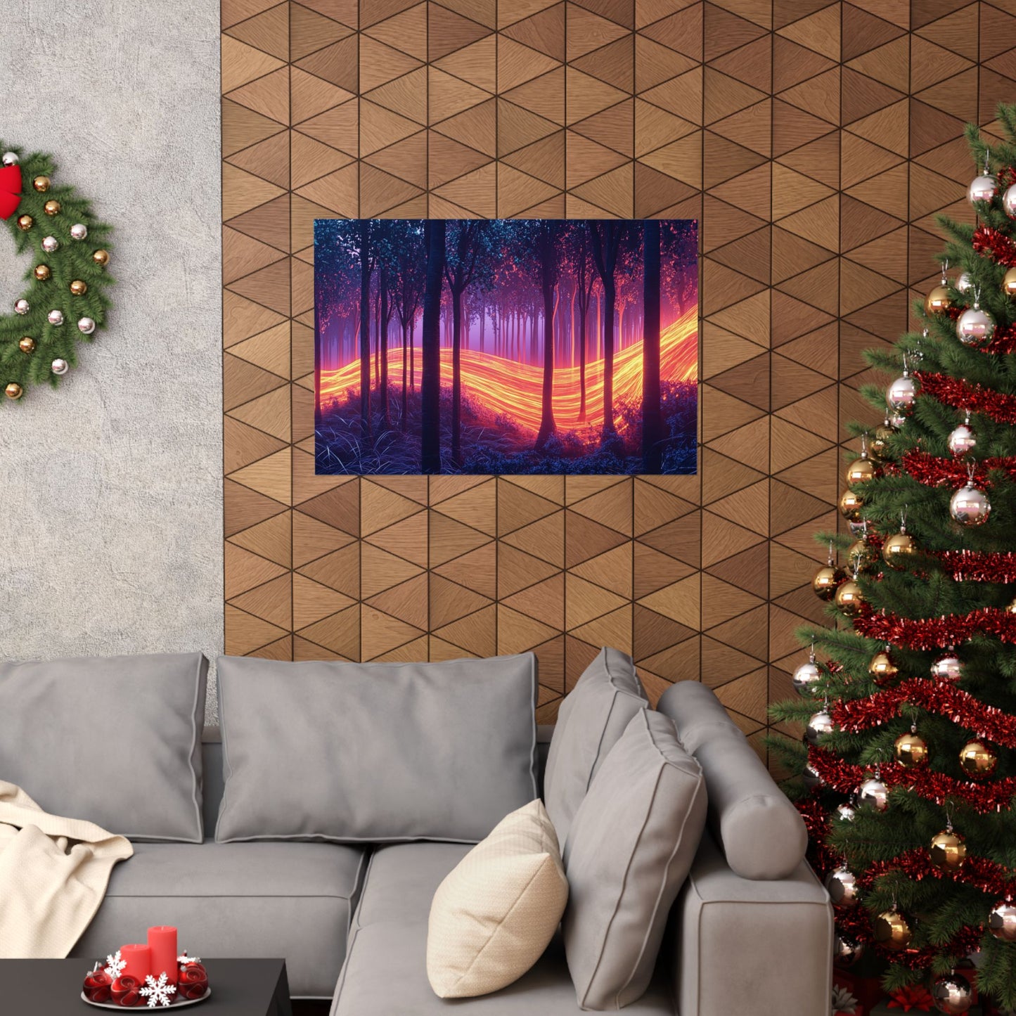 Light Stream Forest — Neon River of Light Poster
