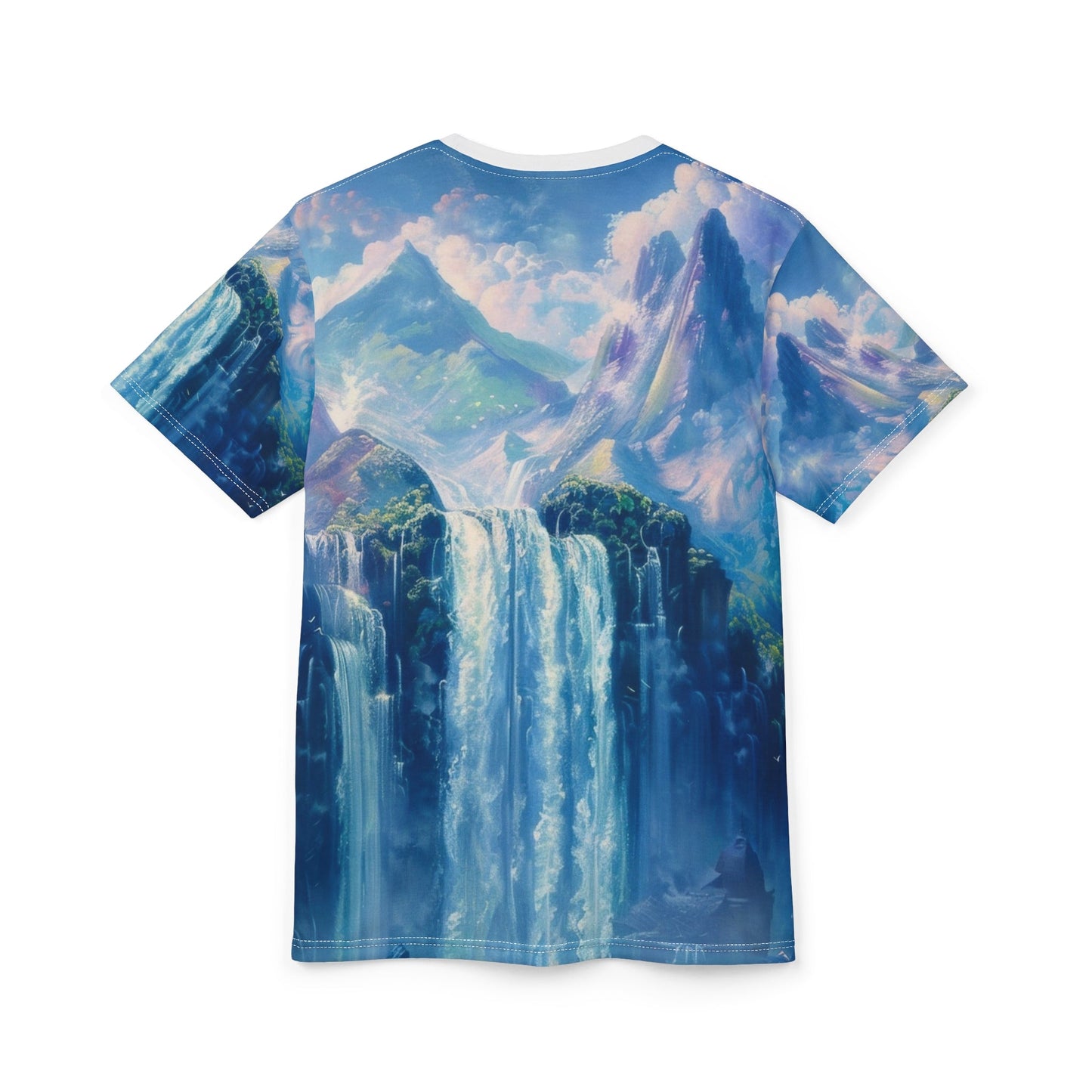 Scenic Waterfall Unisex Tee - Nature - Inspired Cut & Sew Shirt - JDG Visual Arts