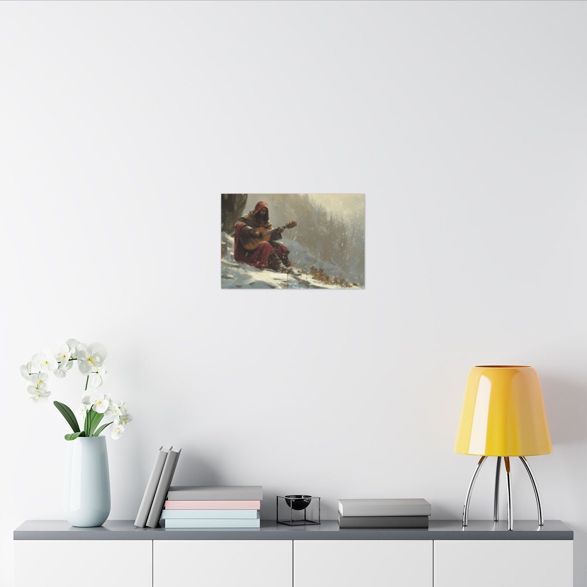 Winter Song — Red Cloak Guitarist Canvas - JG Visual Arts