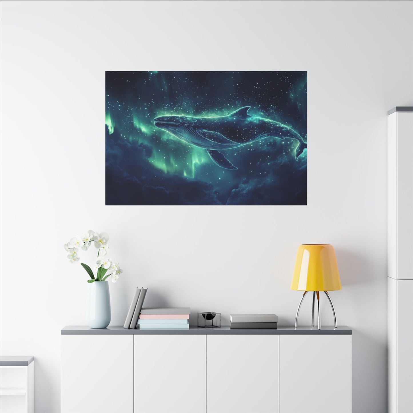 Leviathan of the Aurora — Cosmic Whale Canvas