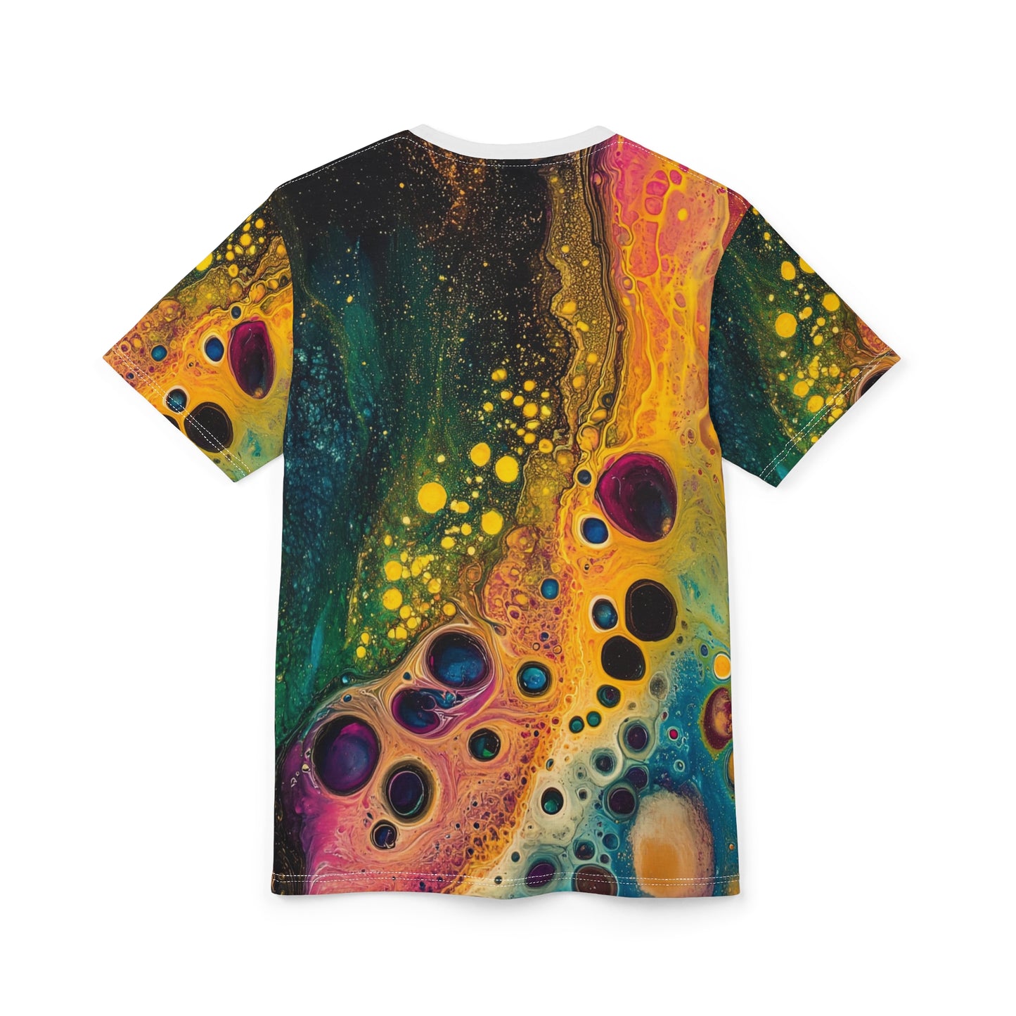Midnight Bloom — All-Over Print Tee (Acrylic Pour Art)