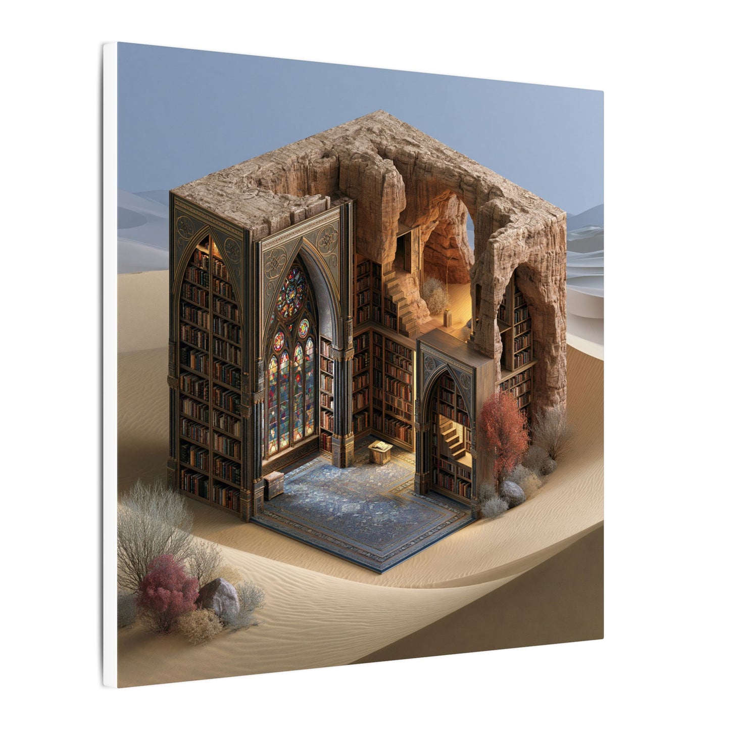 The Library in the Dune — Square Canvas