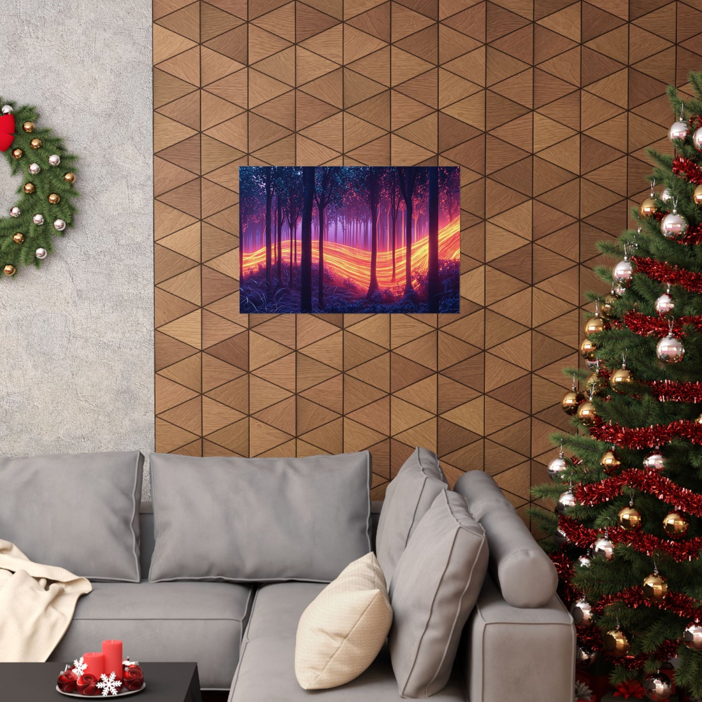 Light Stream Forest — Neon River of Light Poster