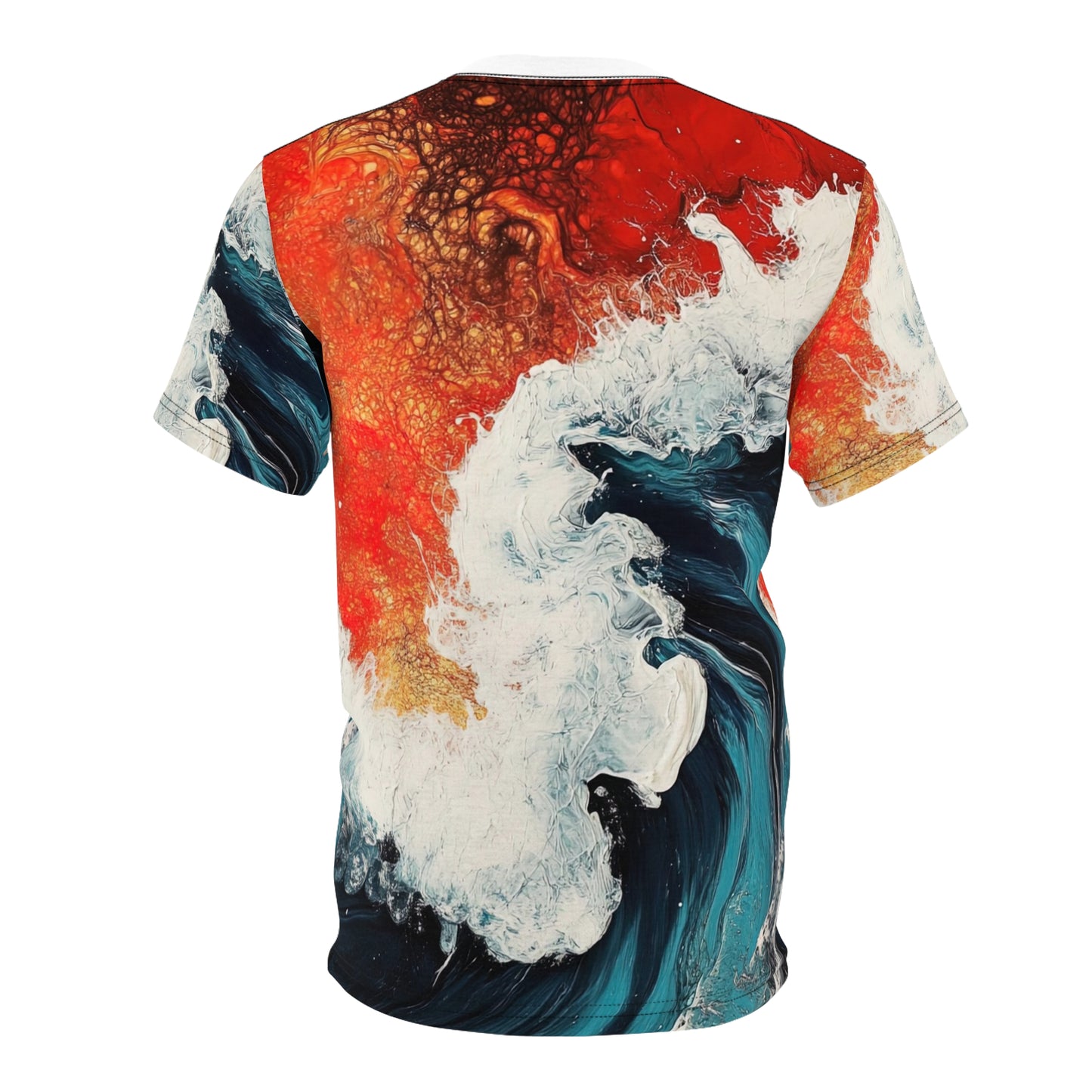Ember Tide — All-Over Print Tee (Acrylic Pour Art)