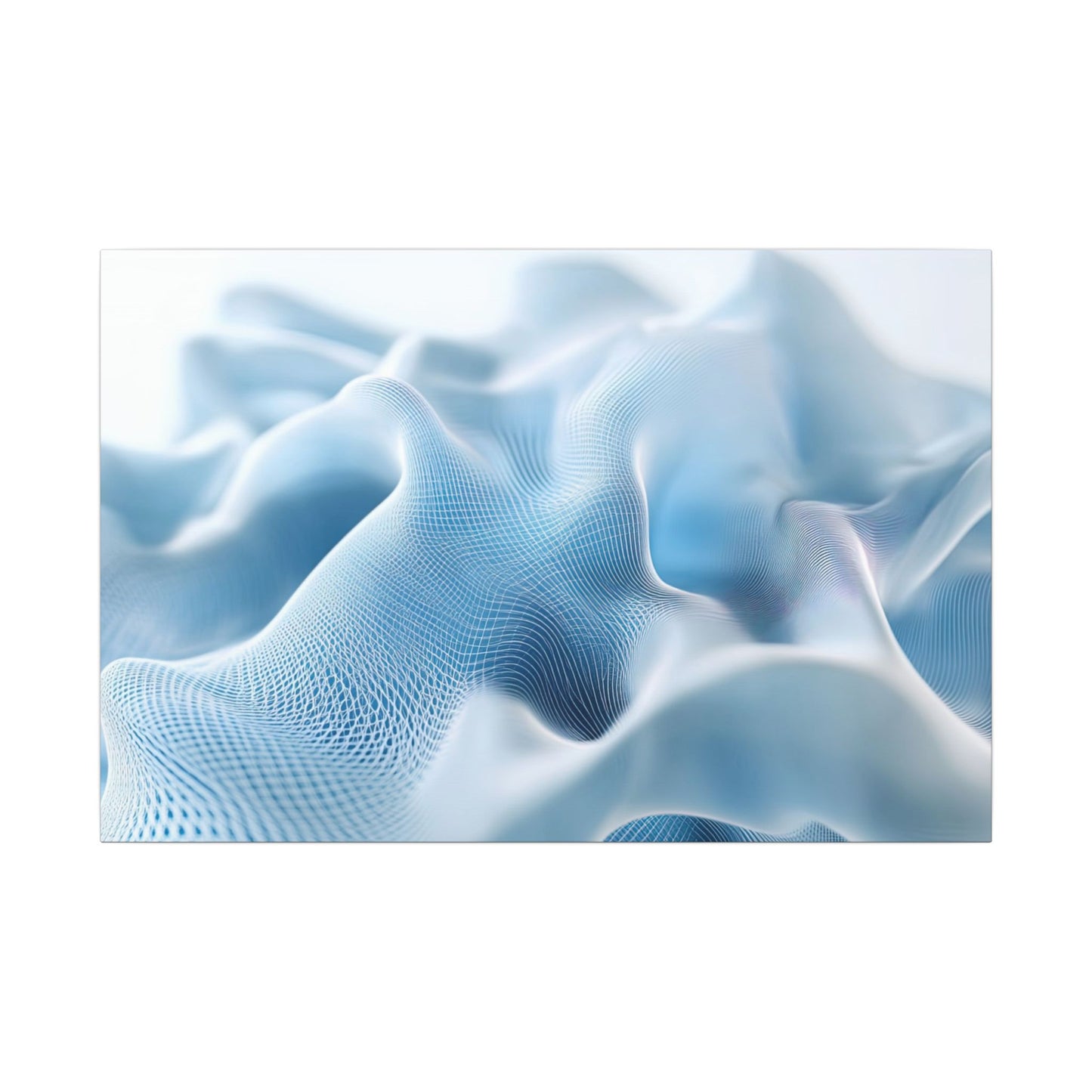 Digital Silk — Flowing Wireframe Waves Canvas