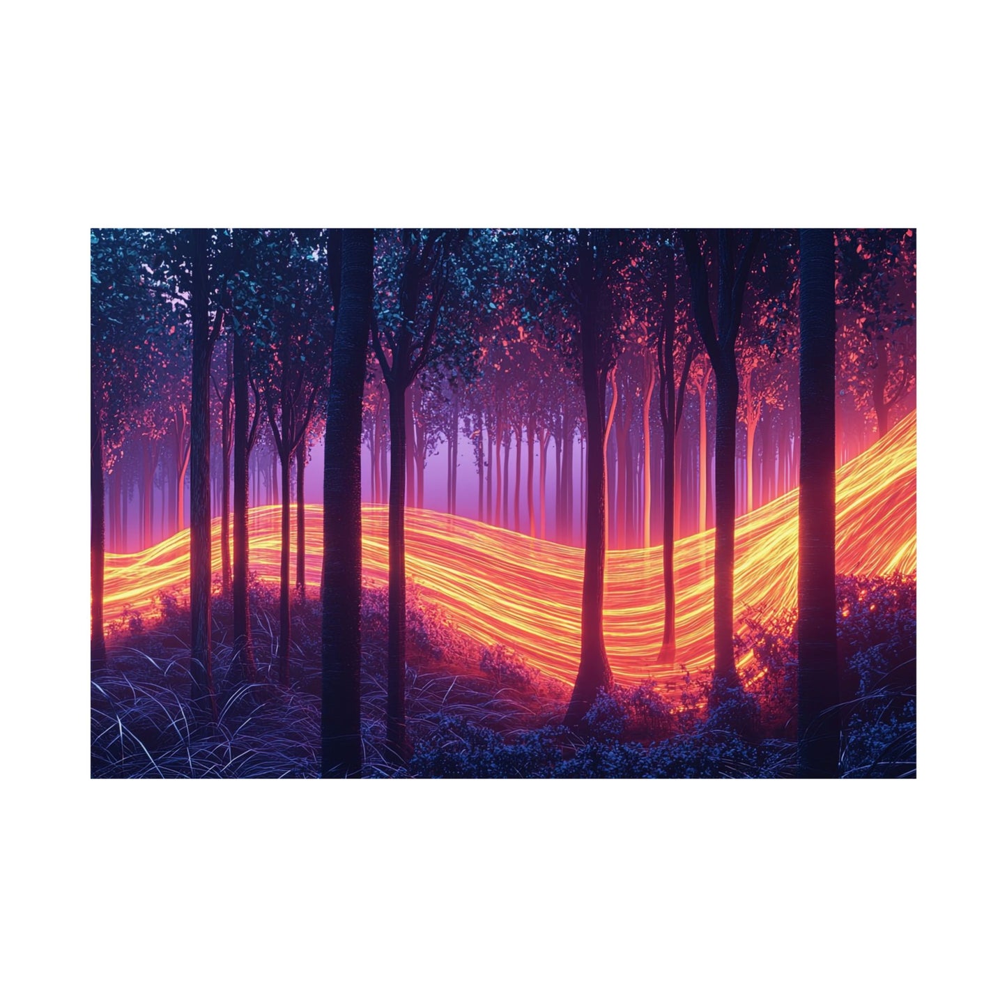 Light Stream Forest — Neon River of Light Poster