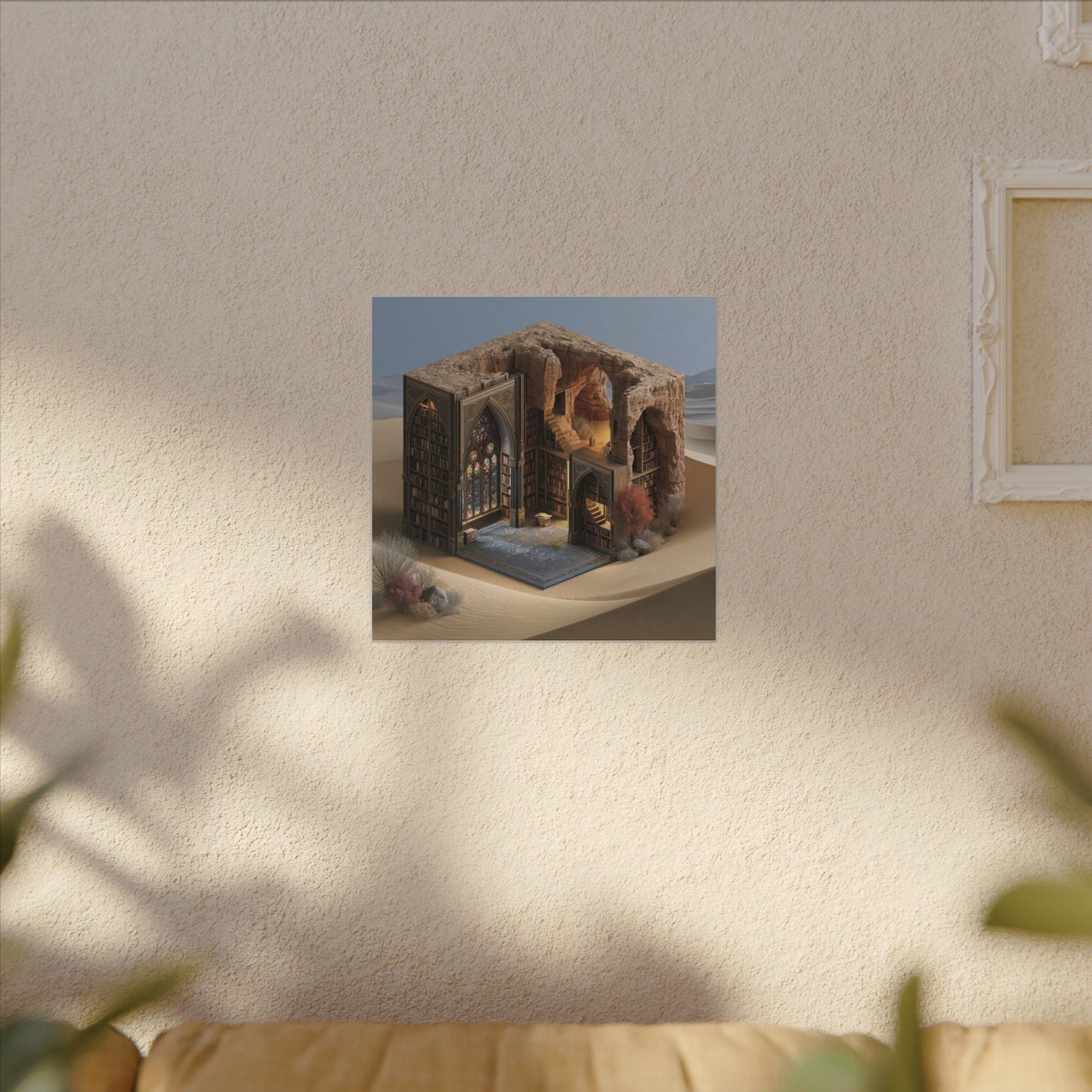 The Library in the Dune — Square Canvas