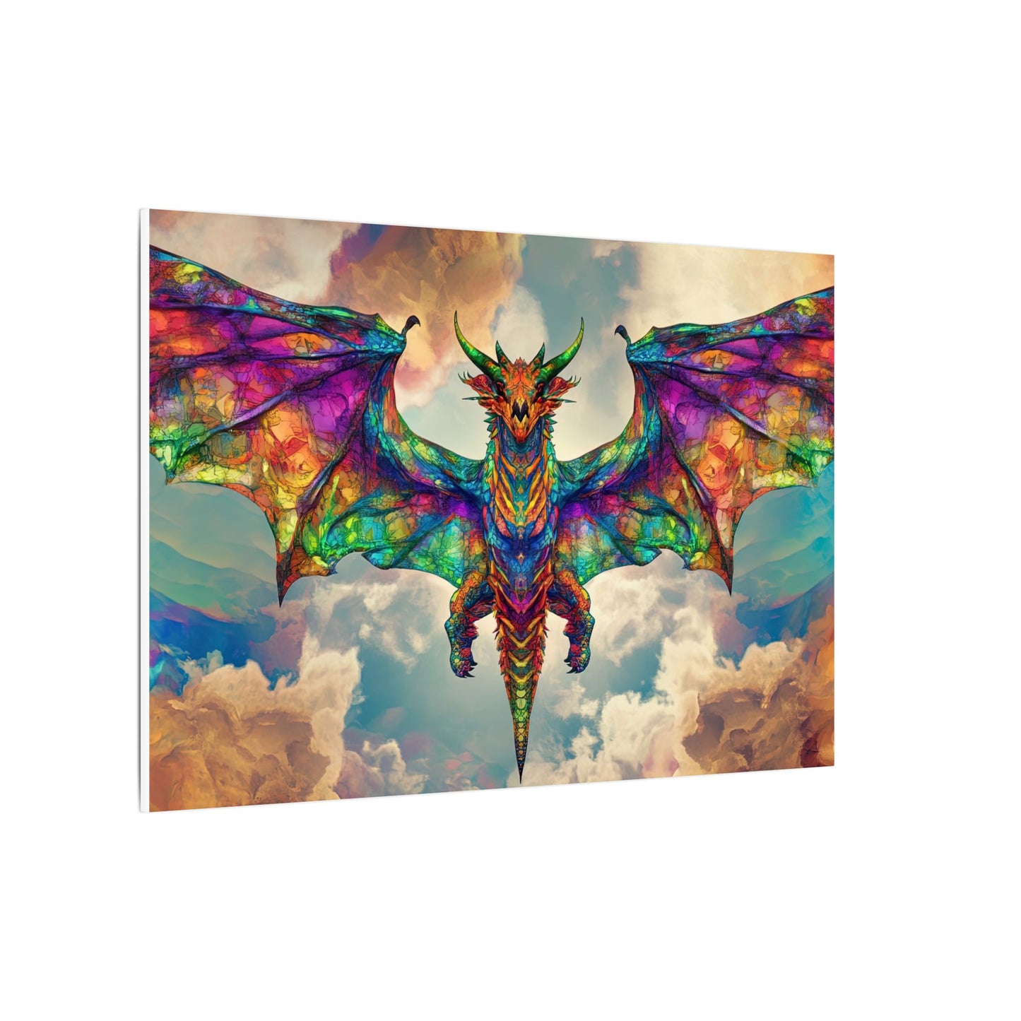 Stained Glass Dragon — Rainbow Wings Canvas
