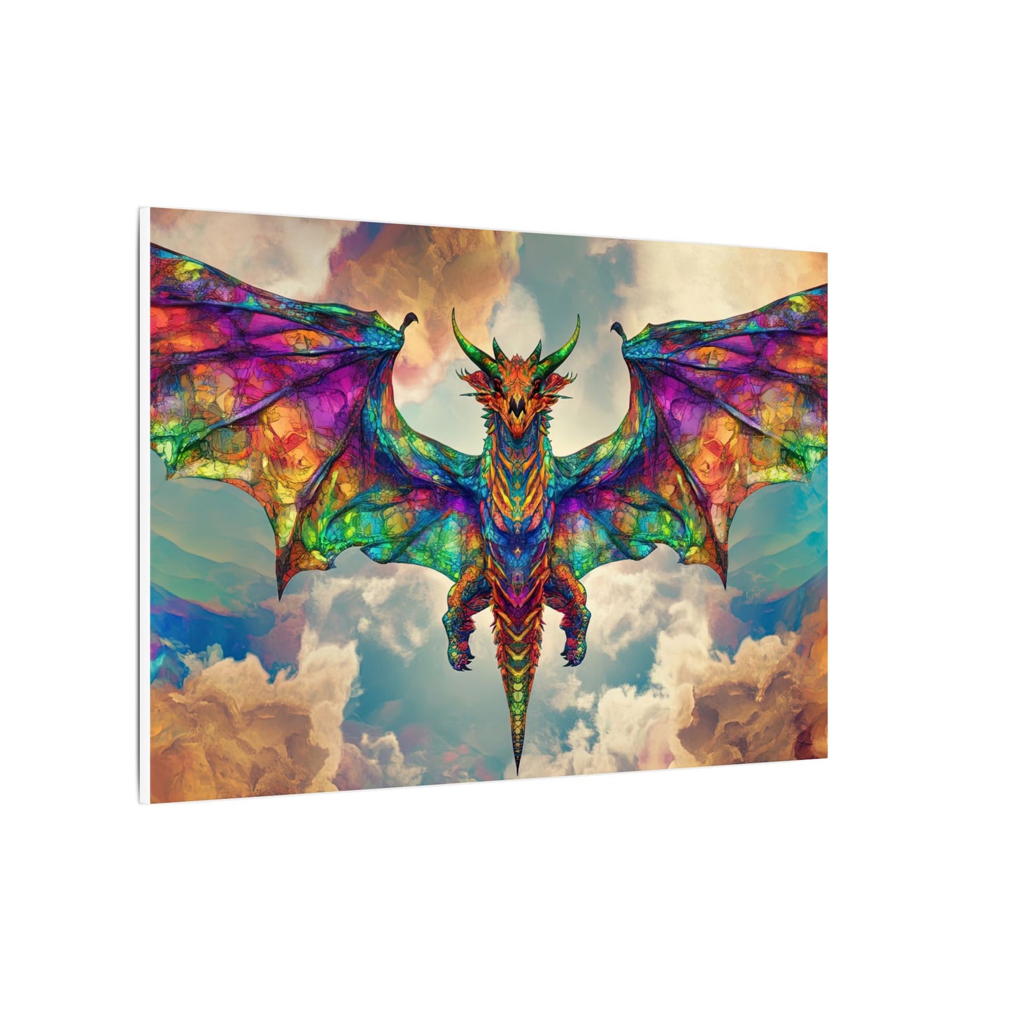 Stained Glass Dragon — Rainbow Wings Canvas