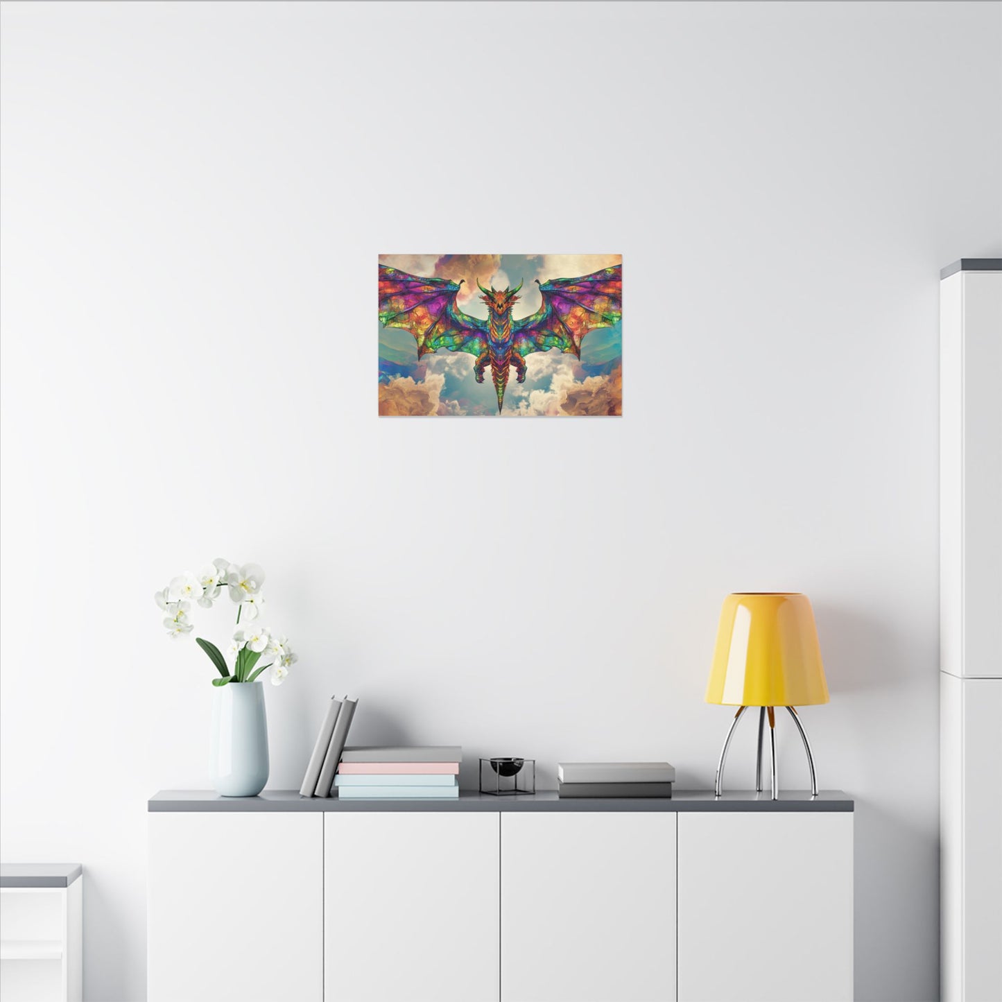 Stained Glass Dragon — Rainbow Wings Canvas