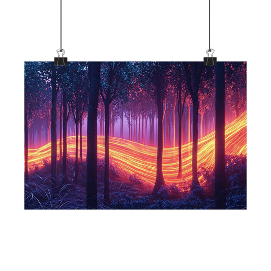 Light Stream Forest — Neon River of Light Poster