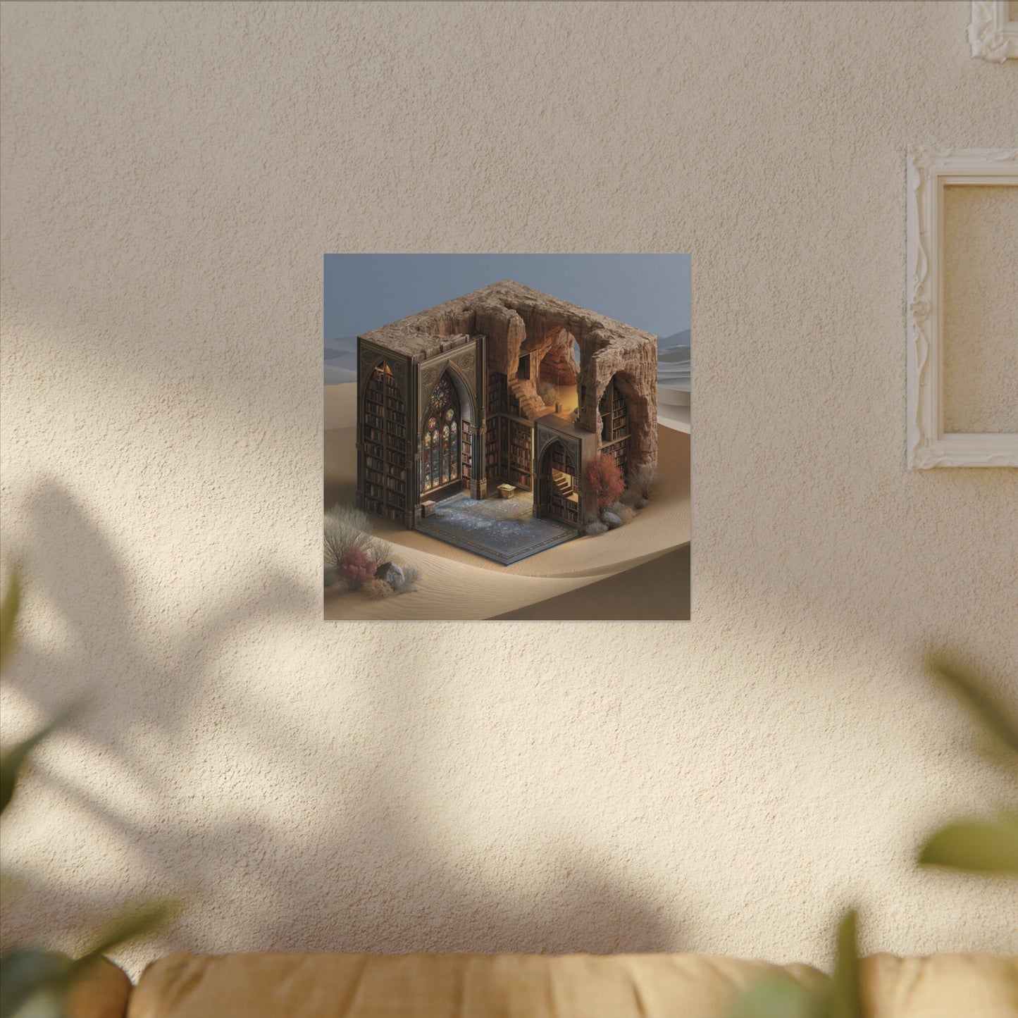 The Library in the Dune — Square Canvas