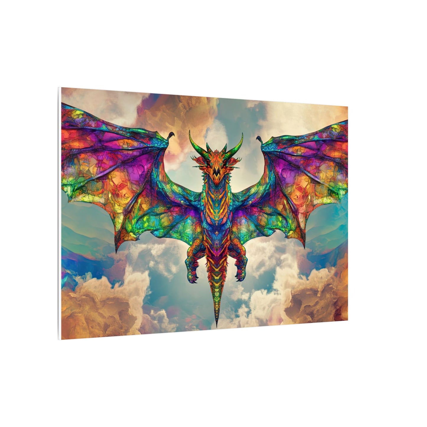 Stained Glass Dragon — Rainbow Wings Canvas