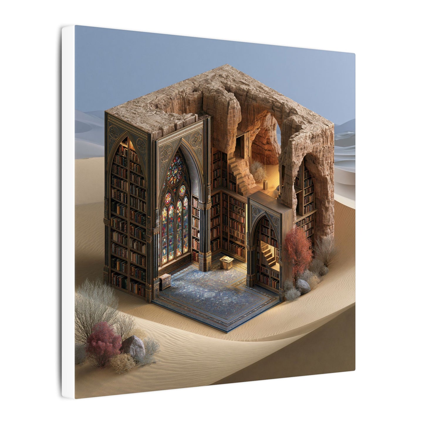 The Library in the Dune — Square Canvas