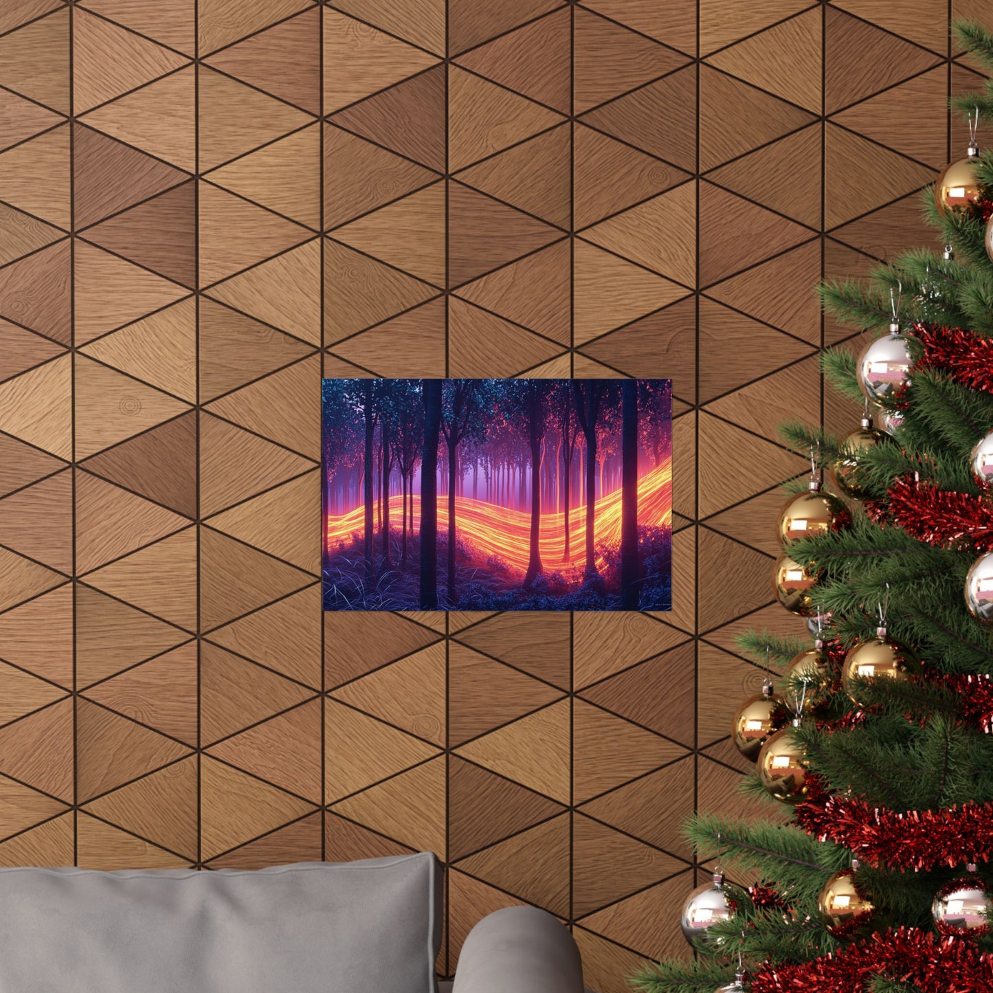Light Stream Forest — Neon River of Light Poster