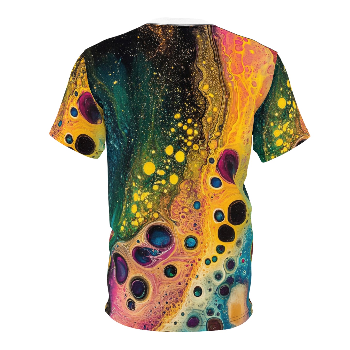 Midnight Bloom — All-Over Print Tee (Acrylic Pour Art)