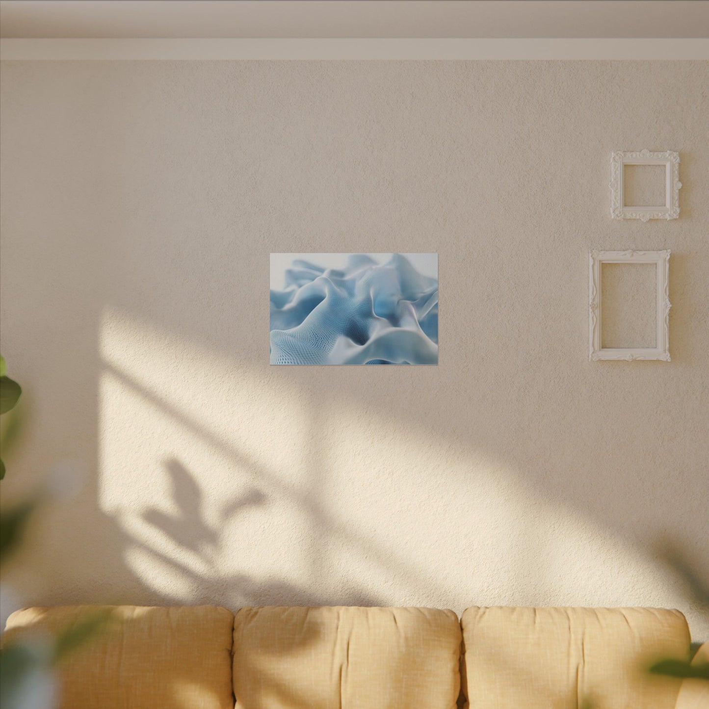 Digital Silk — Flowing Wireframe Waves Canvas