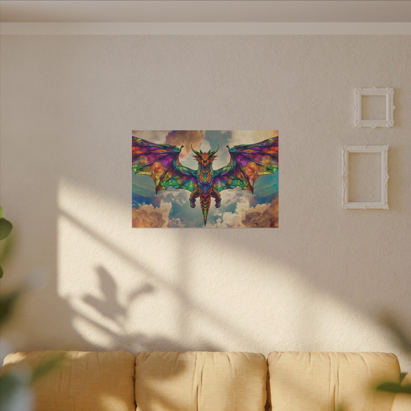 Stained Glass Dragon — Rainbow Wings Canvas