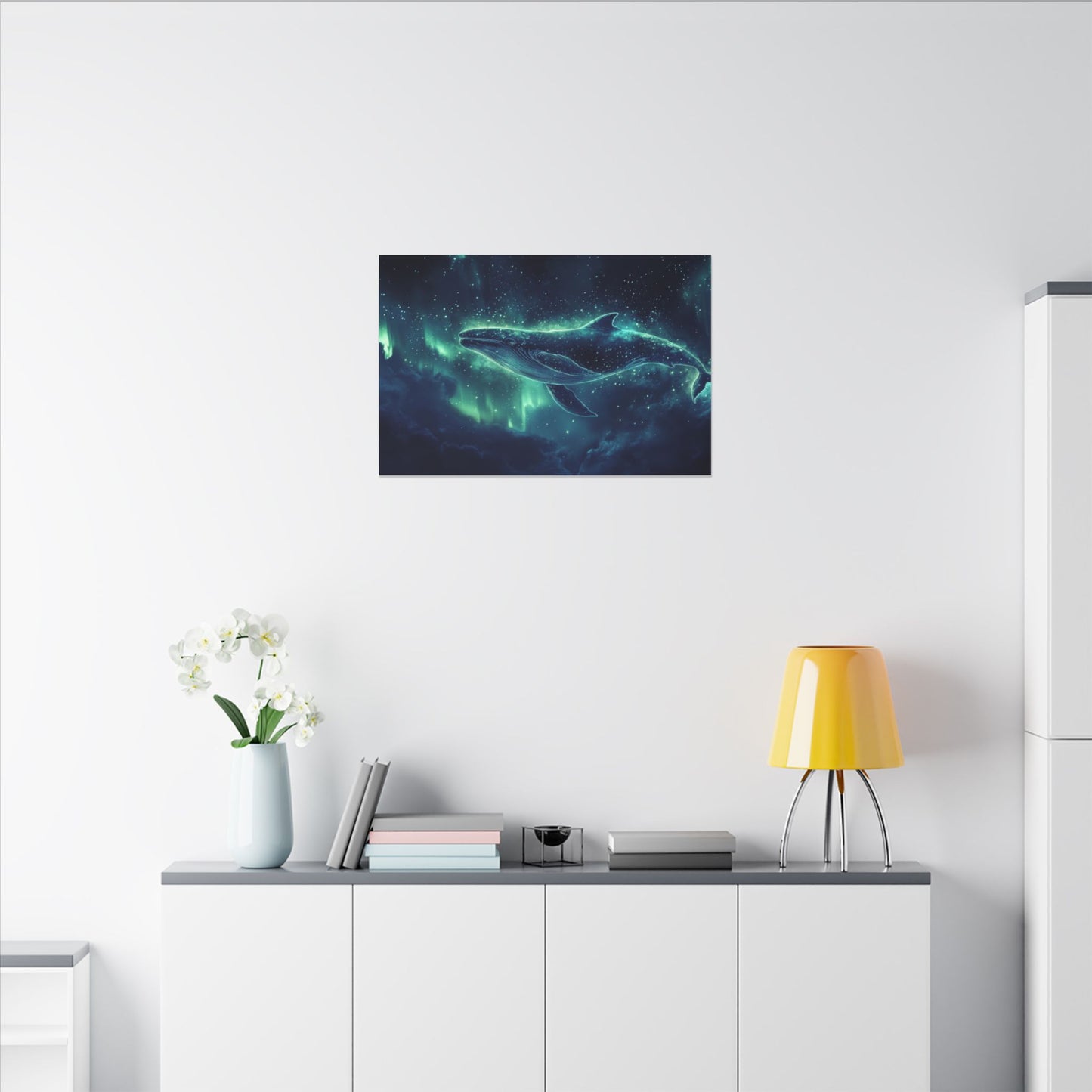 Leviathan of the Aurora — Cosmic Whale Canvas