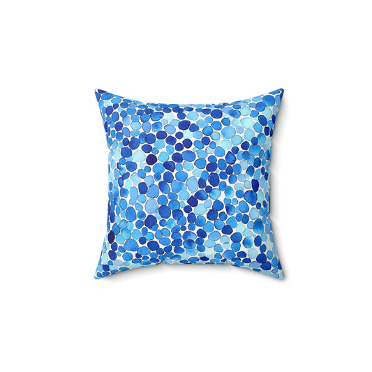 Sea Glass — Blue Watercolor Mosaic Throw Pillow