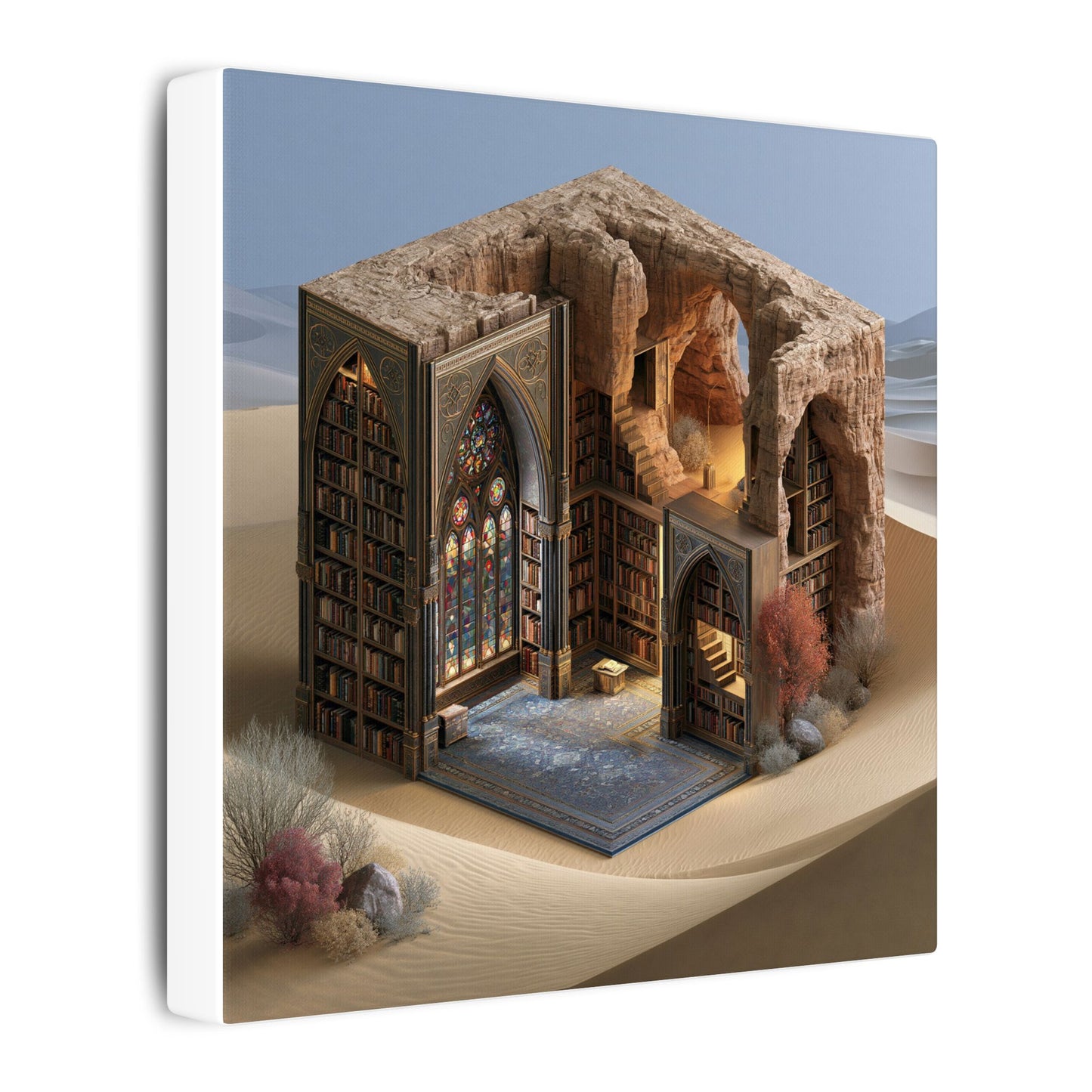 The Library in the Dune — Square Canvas