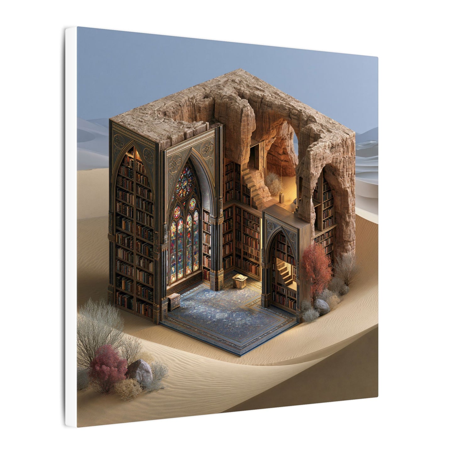 The Library in the Dune — Square Canvas