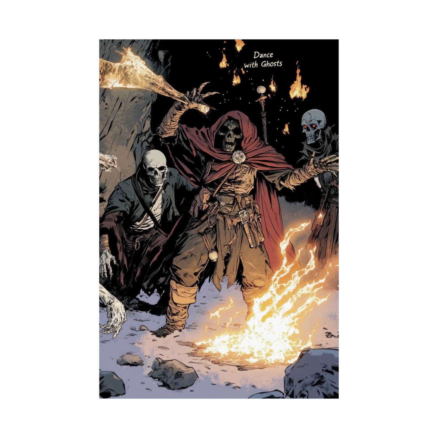 The Flame Conjurer — Hooded Skeleton Poster