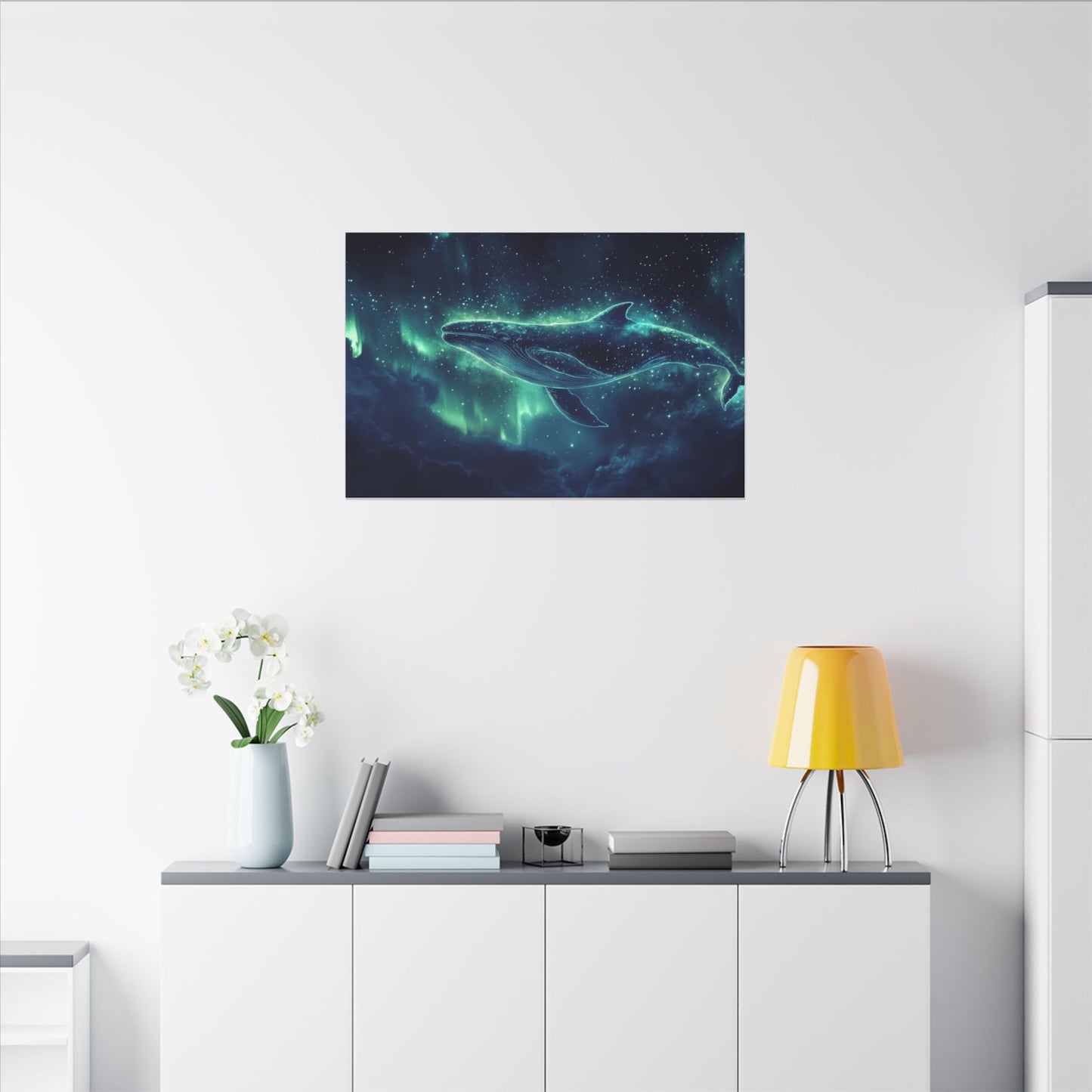 Leviathan of the Aurora — Cosmic Whale Canvas