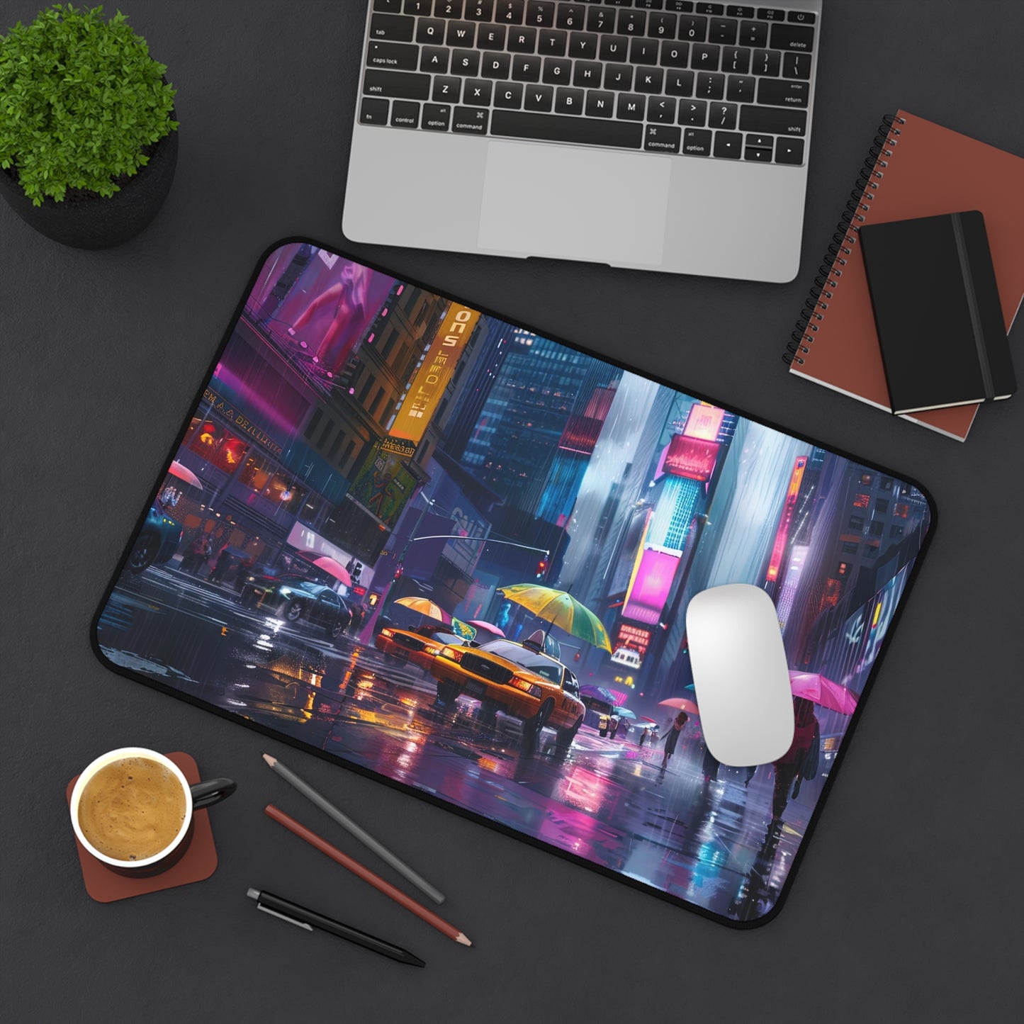 Neon Crossing — Night City Desk Mat