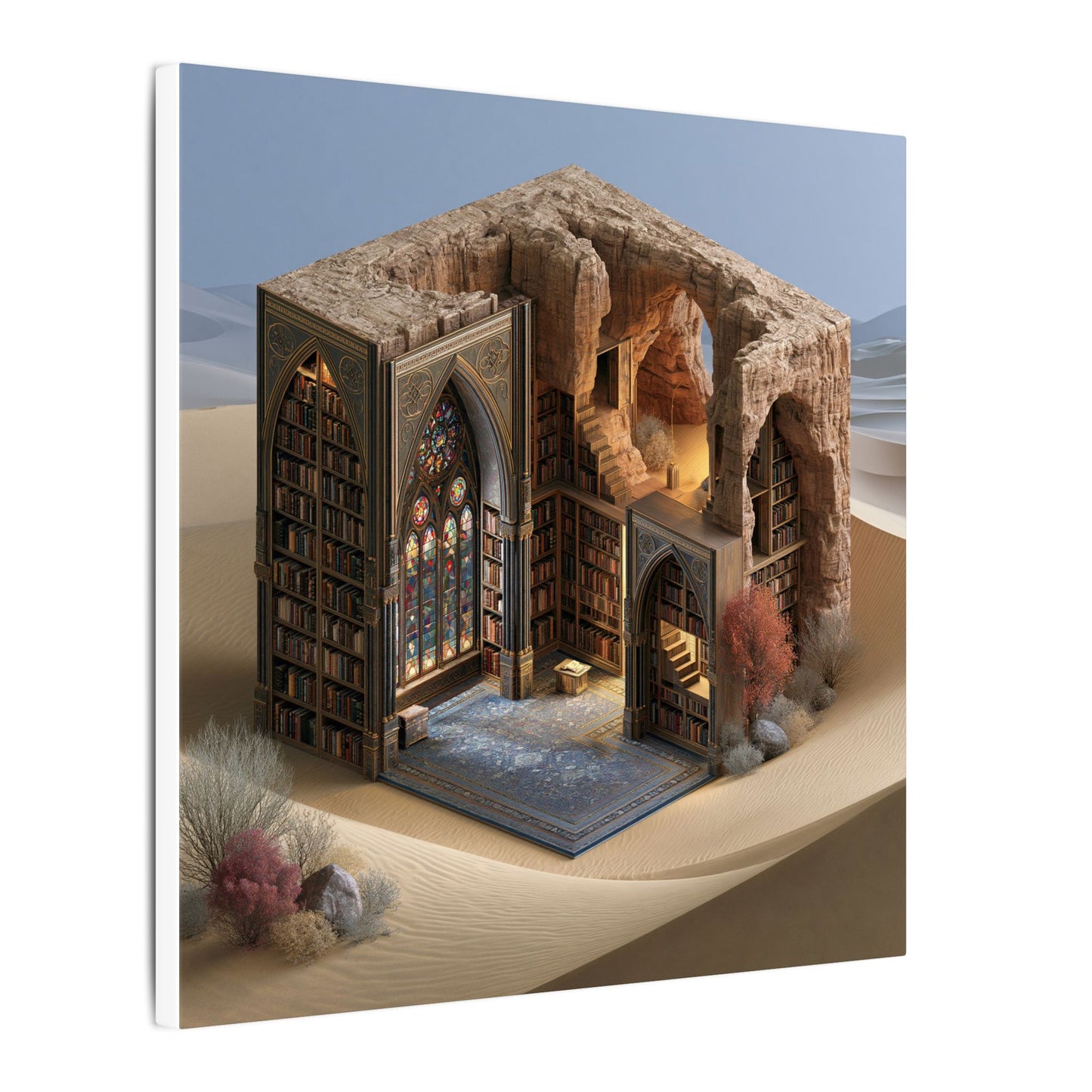 The Library in the Dune — Square Canvas
