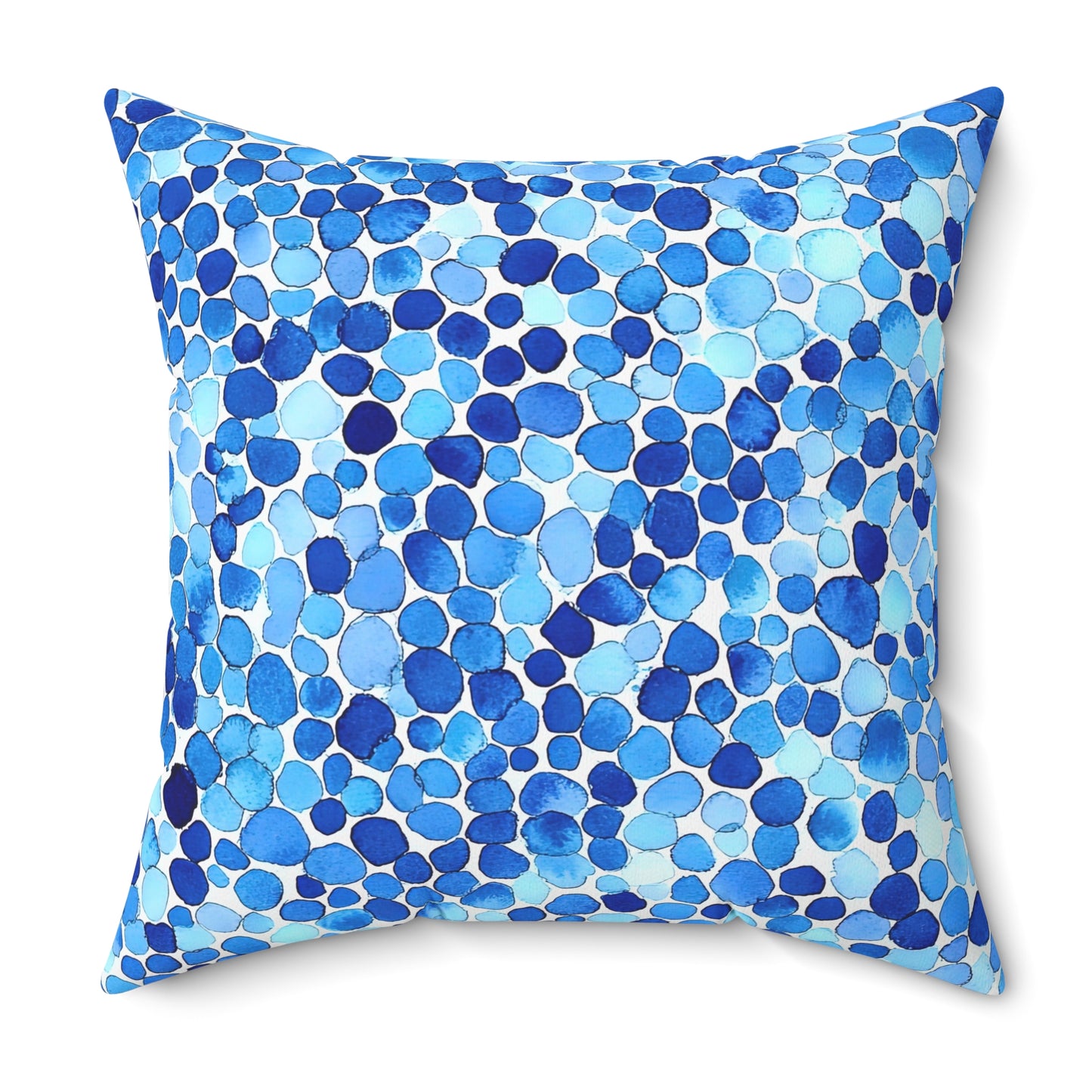 Sea Glass — Blue Watercolor Mosaic Throw Pillow