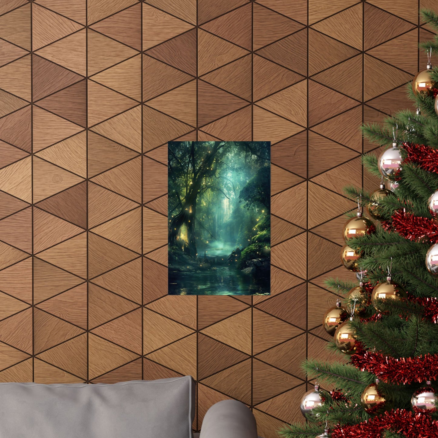 Enchanted River — Bioluminescent Forest Poster