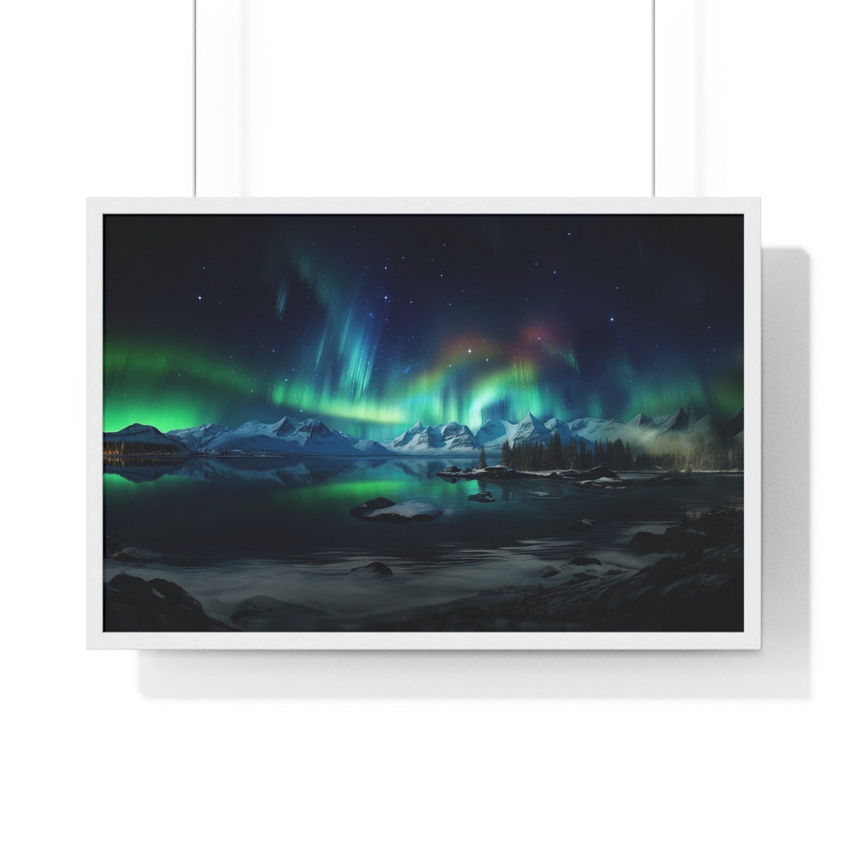 Aurora Over Ice Framed Print - JG Visual Arts