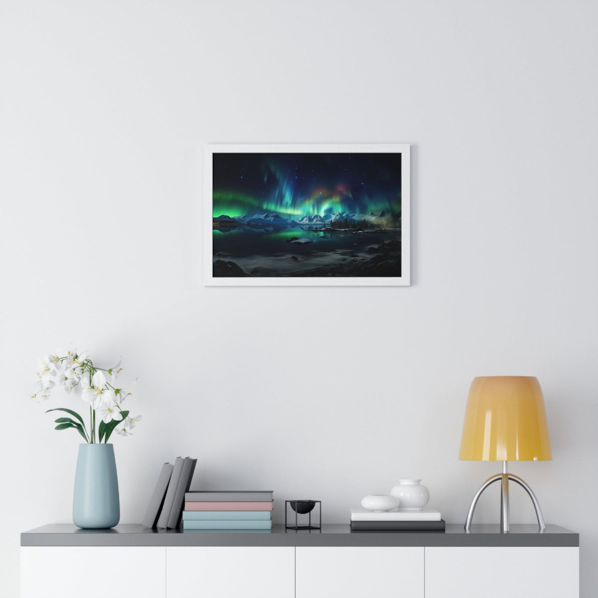 Aurora Over Ice Framed Print - JG Visual Arts