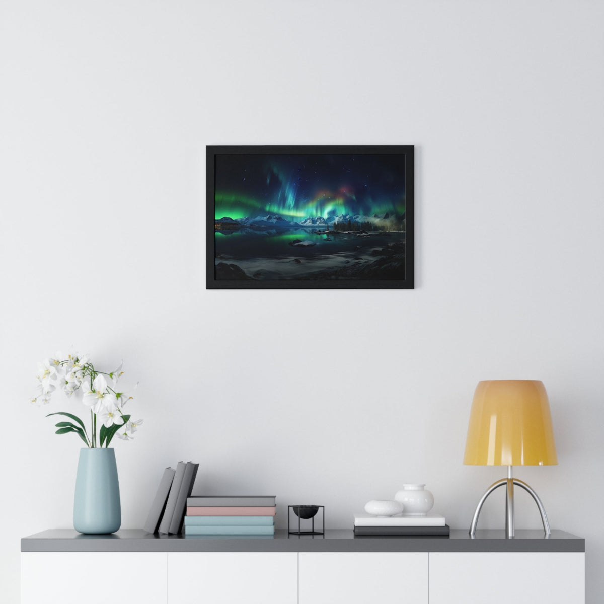 Aurora Over Ice Framed Print - JG Visual Arts