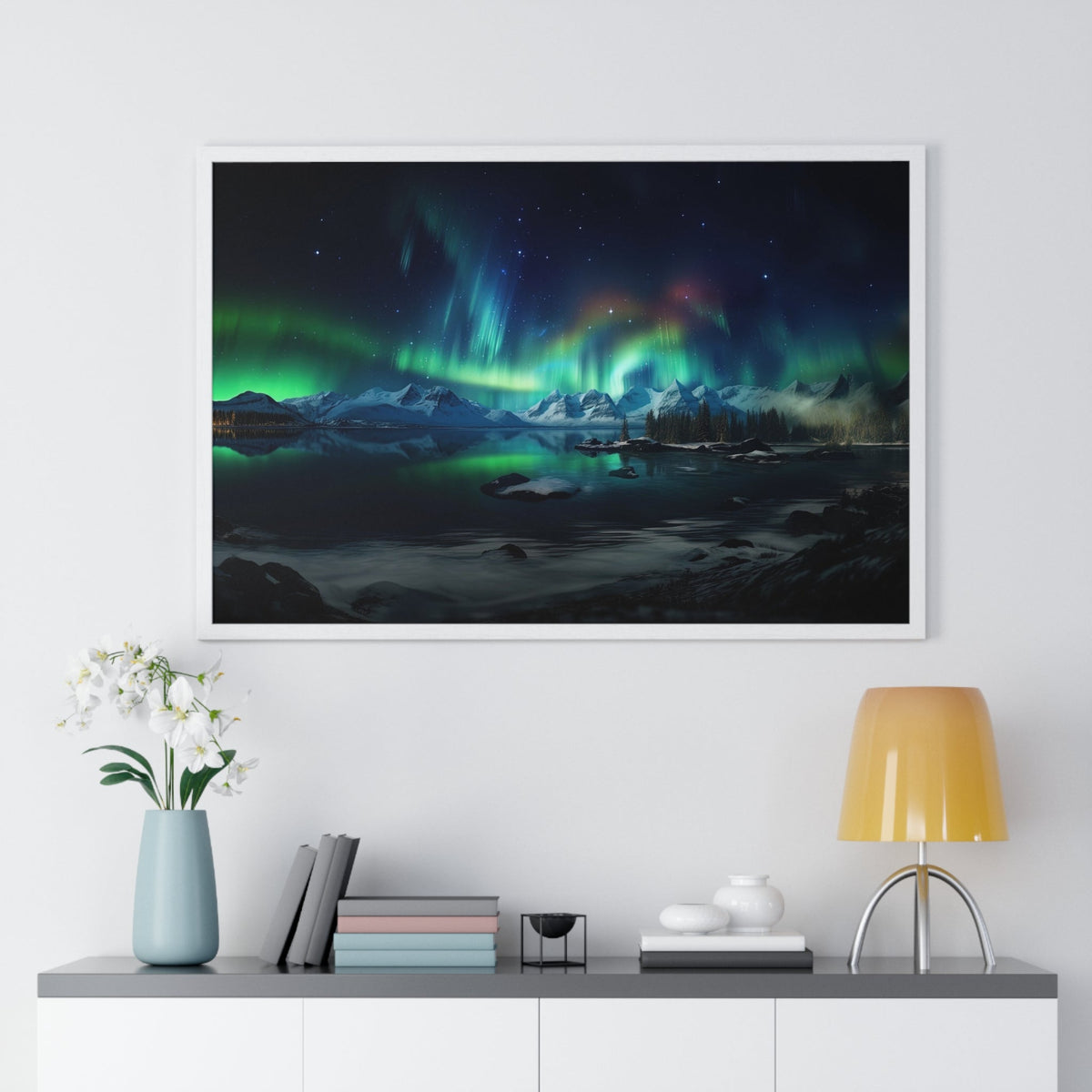 Aurora Over Ice Framed Print - JG Visual Arts