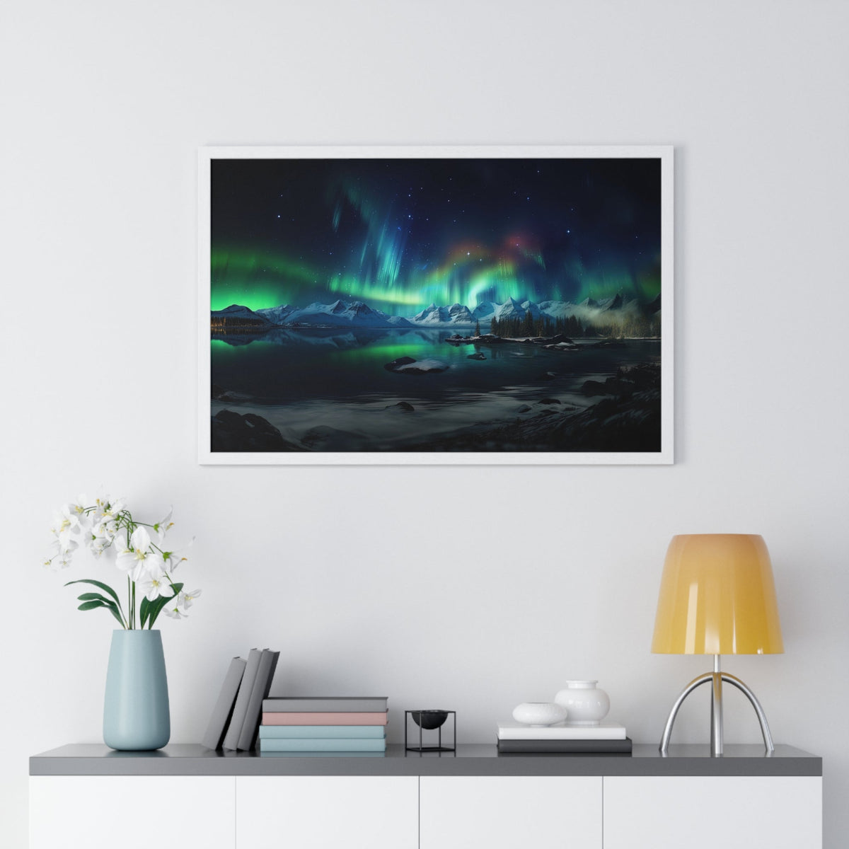 Aurora Over Ice Framed Print - JG Visual Arts