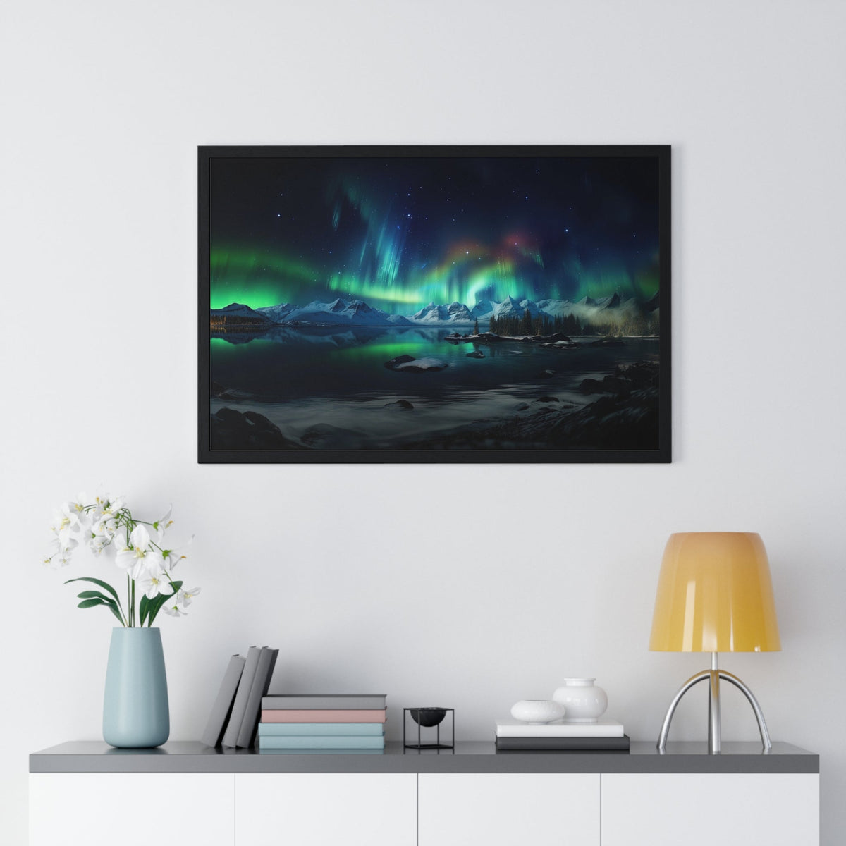 Aurora Over Ice Framed Print - JG Visual Arts