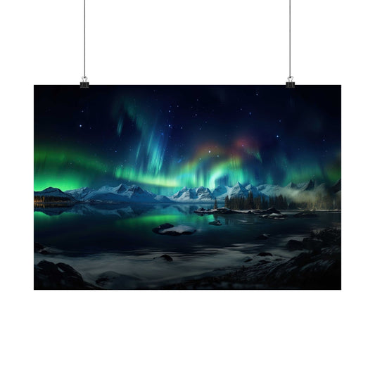 Aurora Over Ice Poster - JG Visual Arts