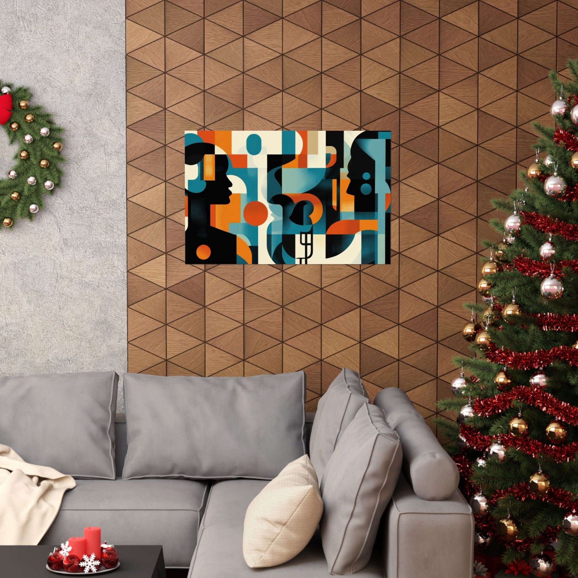 Between Minds — Geometric Profiles Poster - JG Visual Arts