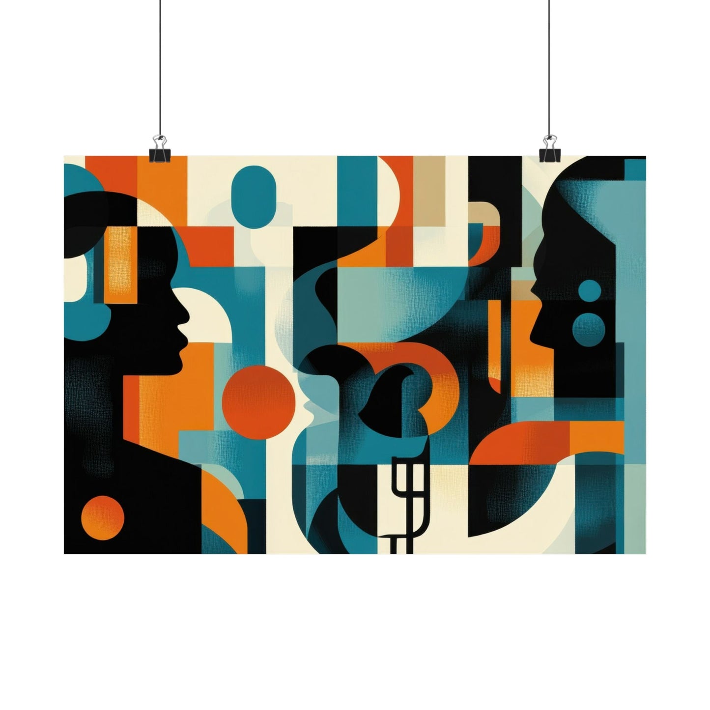 Between Minds — Geometric Profiles Poster - JG Visual Arts