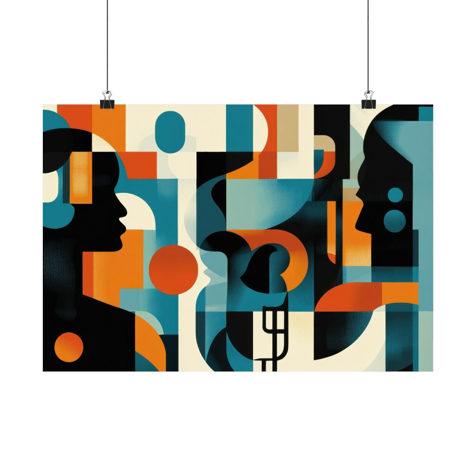 Between Minds — Geometric Profiles Poster - JG Visual Arts