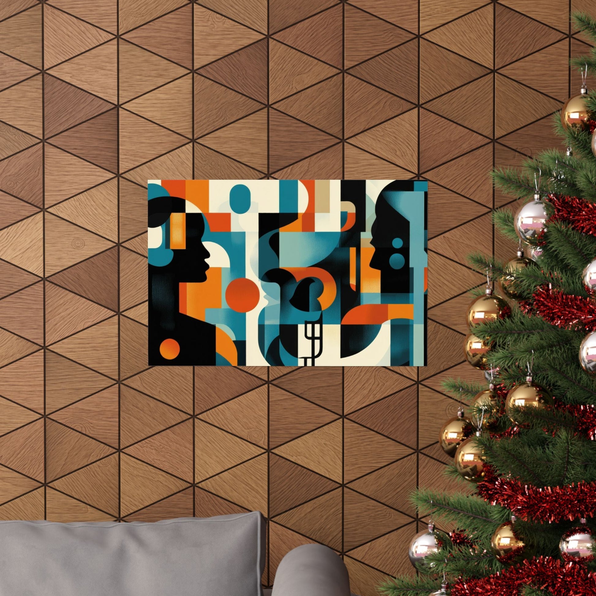 Between Minds — Geometric Profiles Poster - JG Visual Arts
