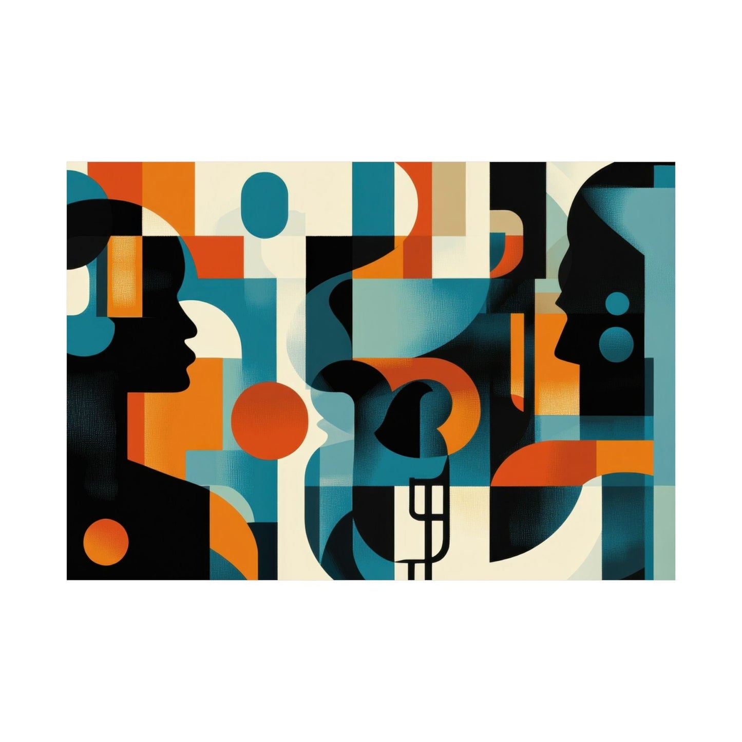 Between Minds — Geometric Profiles Poster - JG Visual Arts