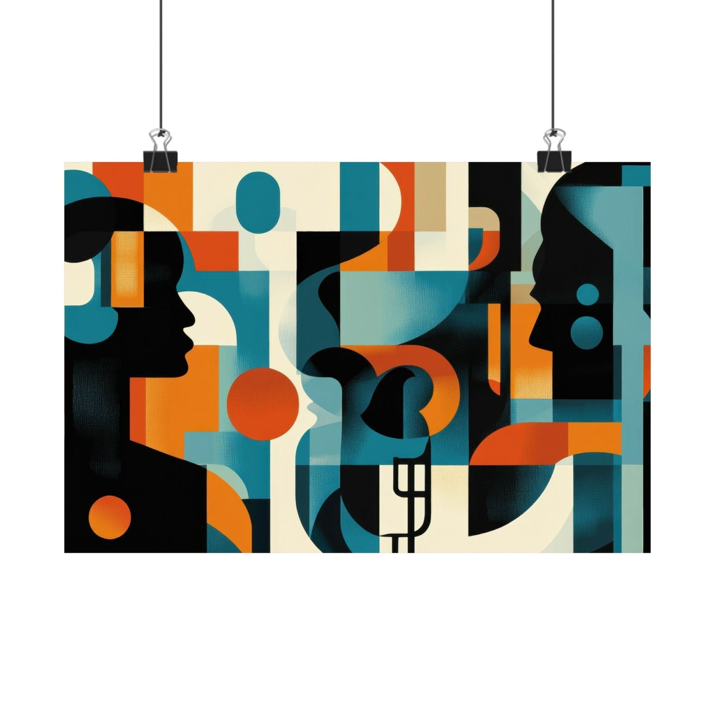 Between Minds — Geometric Profiles Poster - JG Visual Arts