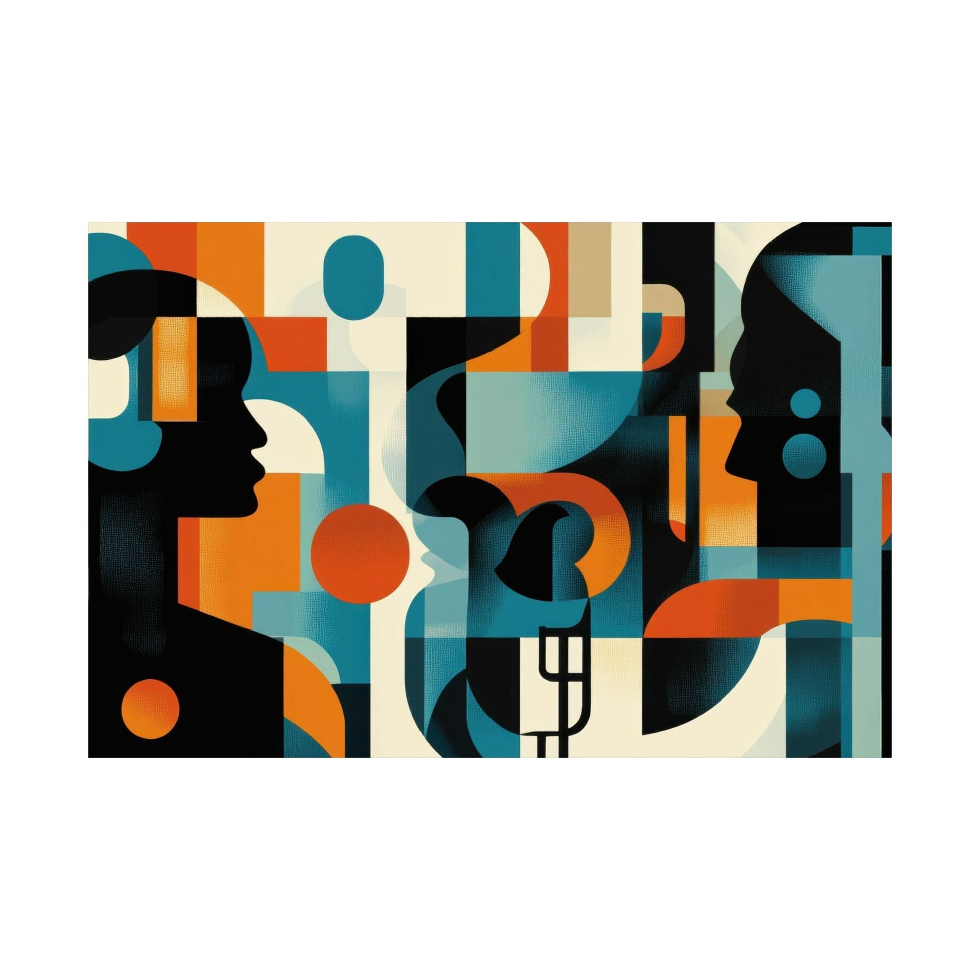 Between Minds — Geometric Profiles Poster - JG Visual Arts