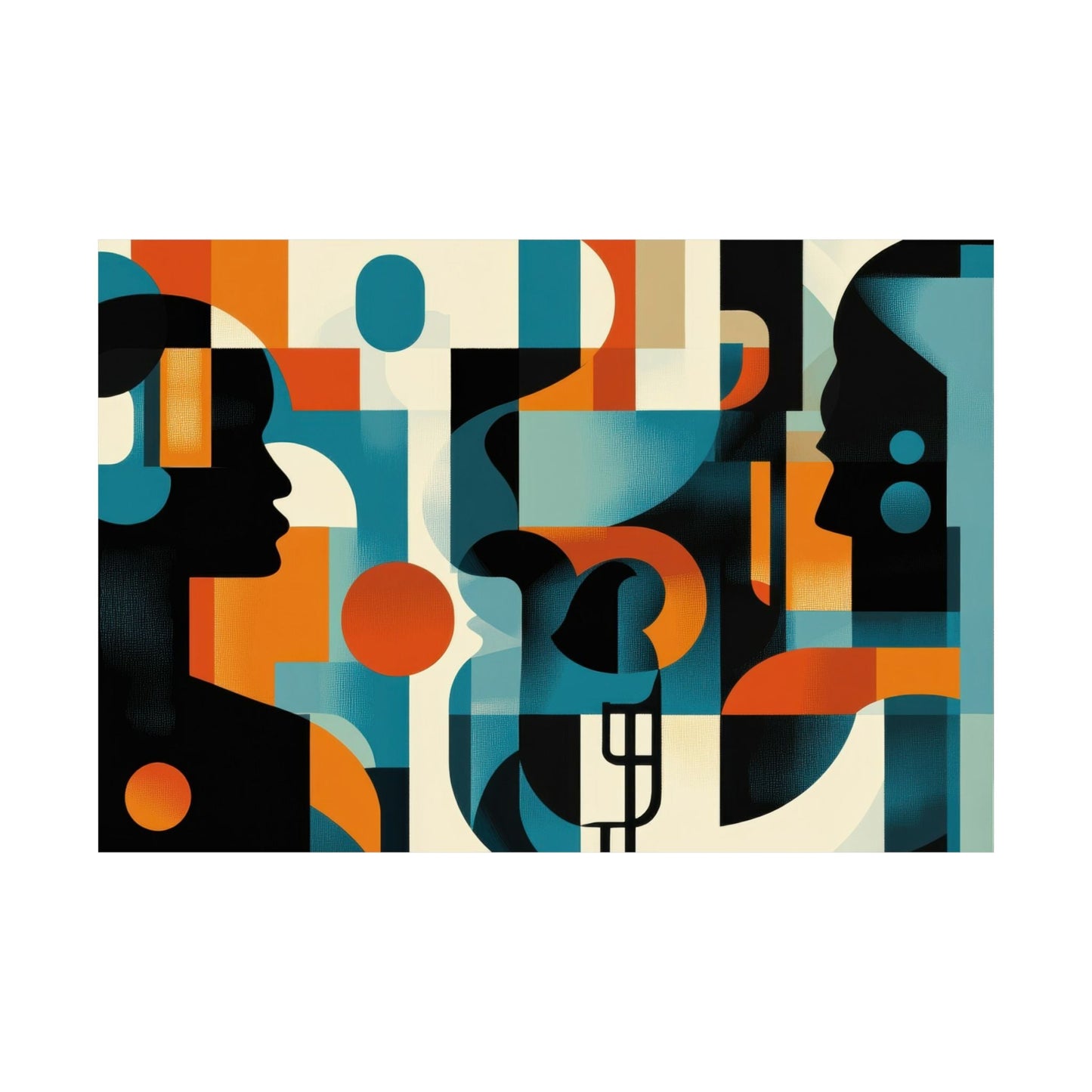 Between Minds — Geometric Profiles Poster - JG Visual Arts