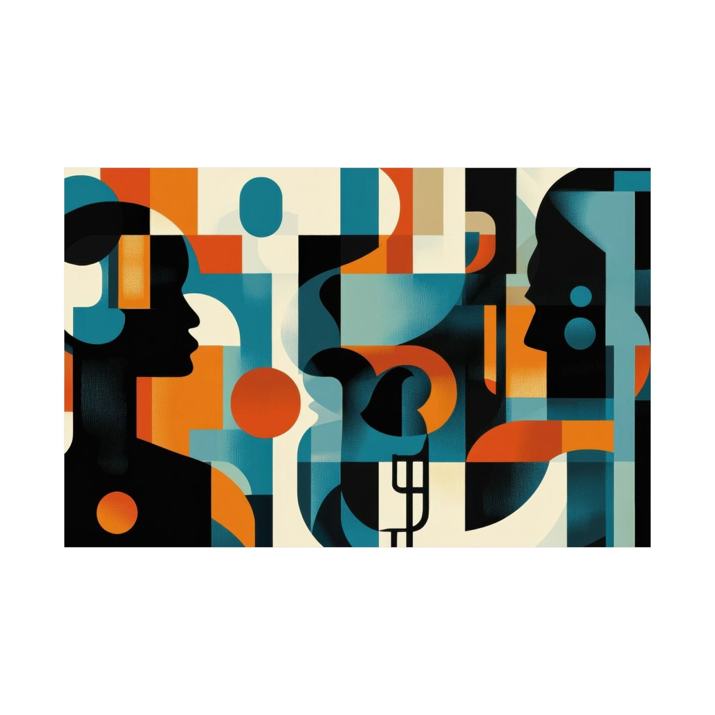 Between Minds — Geometric Profiles Poster - JG Visual Arts