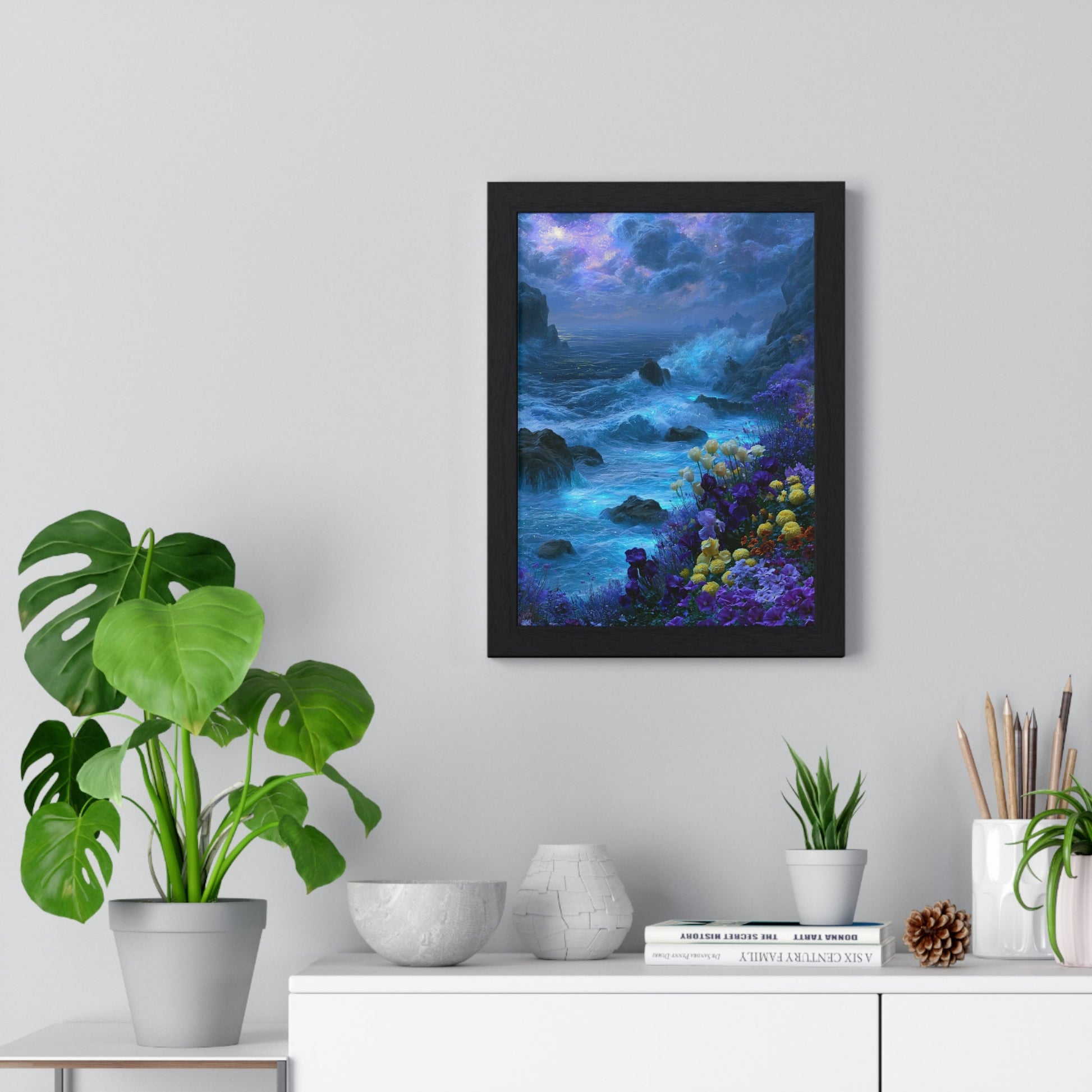 Bioluminescent Shore — Framed Print - JG Visual Arts