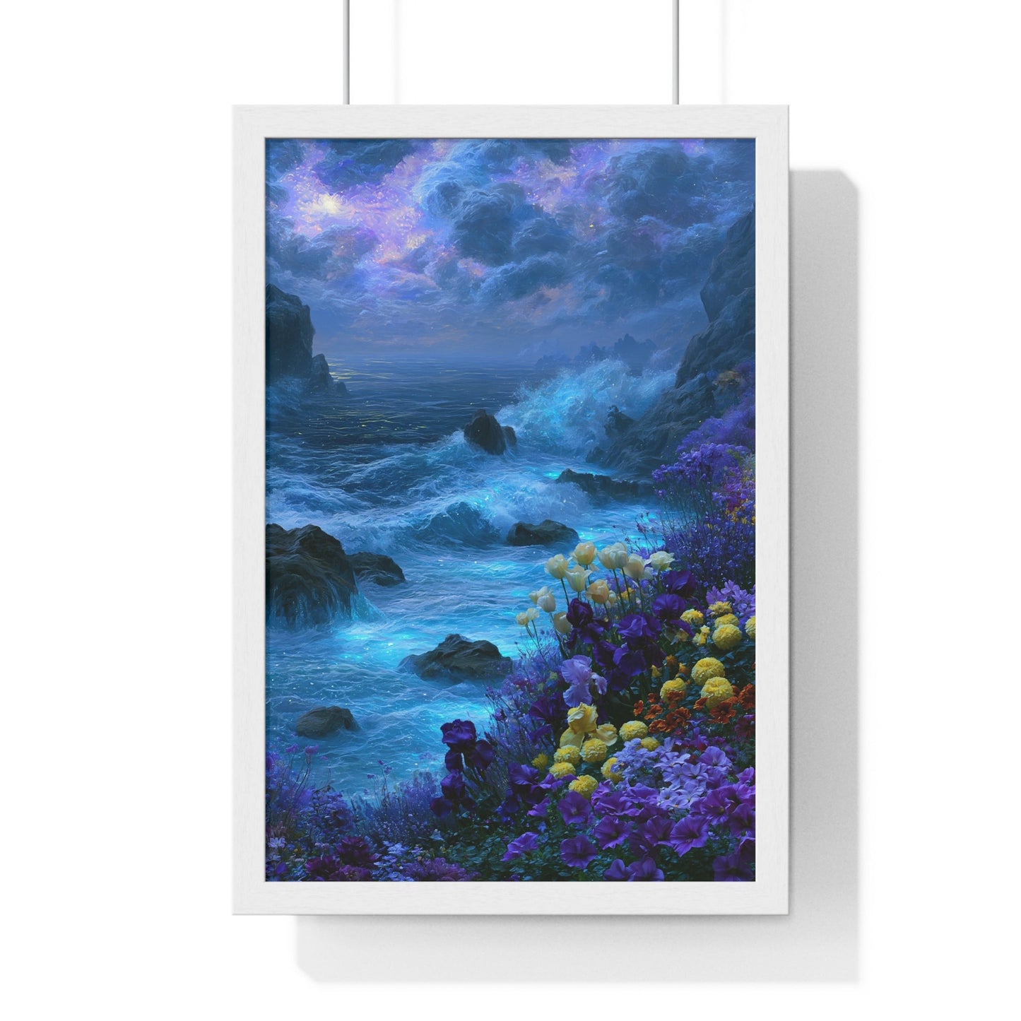 Bioluminescent Shore — Framed Print - JG Visual Arts